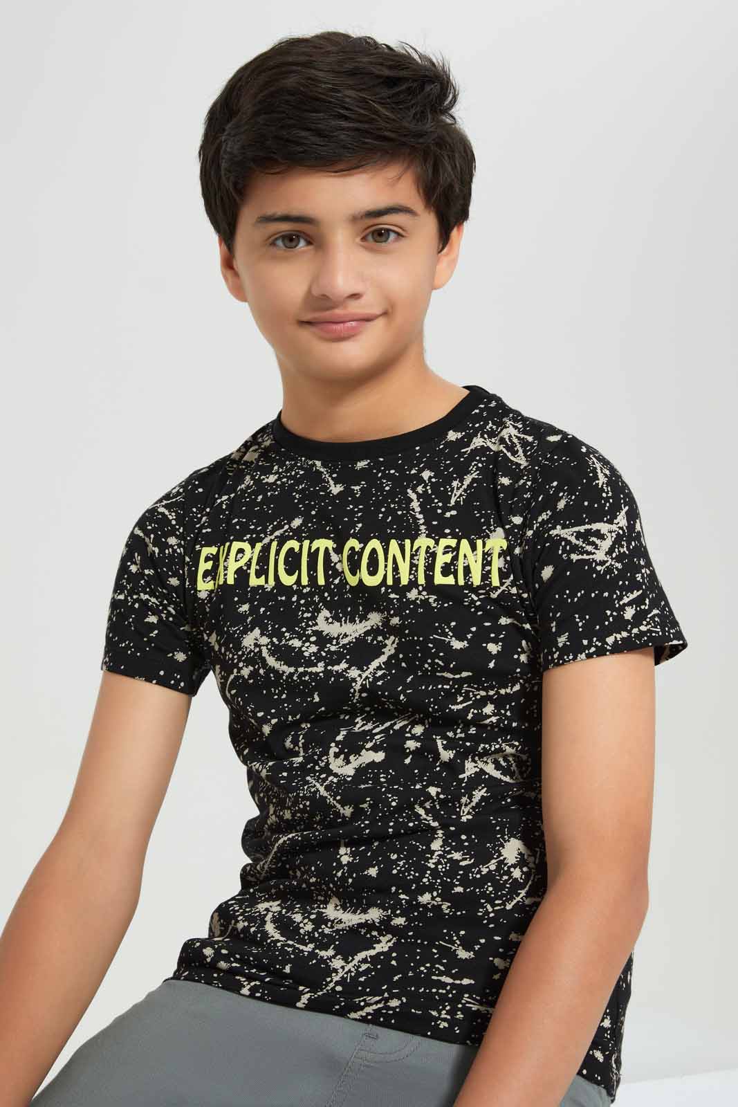 Redtag-Black-Splatter-Money-Edition-Tee-BSR-T-Shirts,-Category:T-Shirts,-Colour:Black,-Deals:New-In,-Filter:Senior-Boys-(8-to-14-Yrs),-New-In-BSR-APL,-Non-Sale,-Section:Boys-(0-to-14Yrs),-W22A-Senior-Boys-9 to 14 Years