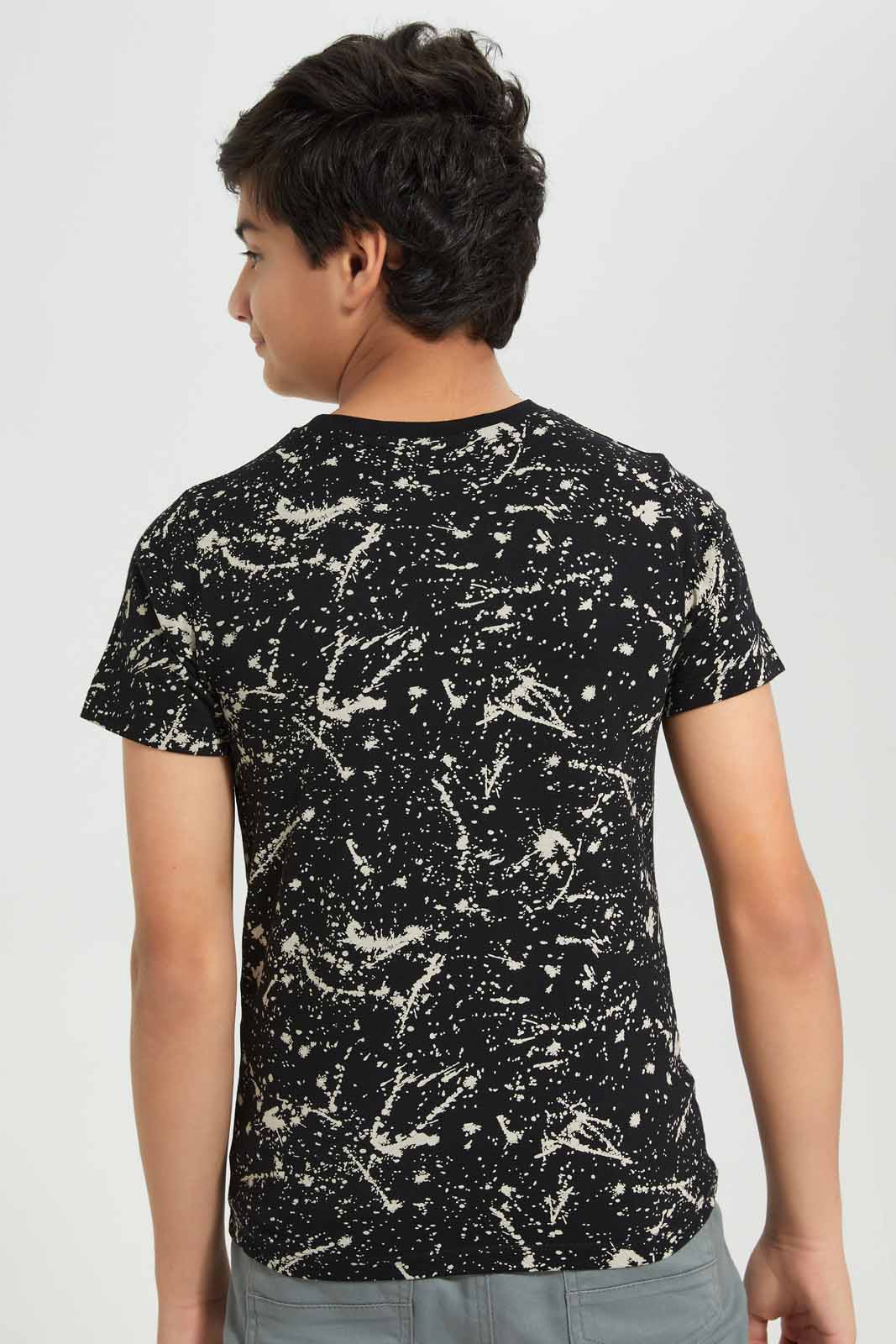 Redtag-Black-Splatter-Money-Edition-Tee-BSR-T-Shirts,-Category:T-Shirts,-Colour:Black,-Deals:New-In,-Filter:Senior-Boys-(8-to-14-Yrs),-New-In-BSR-APL,-Non-Sale,-Section:Boys-(0-to-14Yrs),-W22A-Senior-Boys-9 to 14 Years