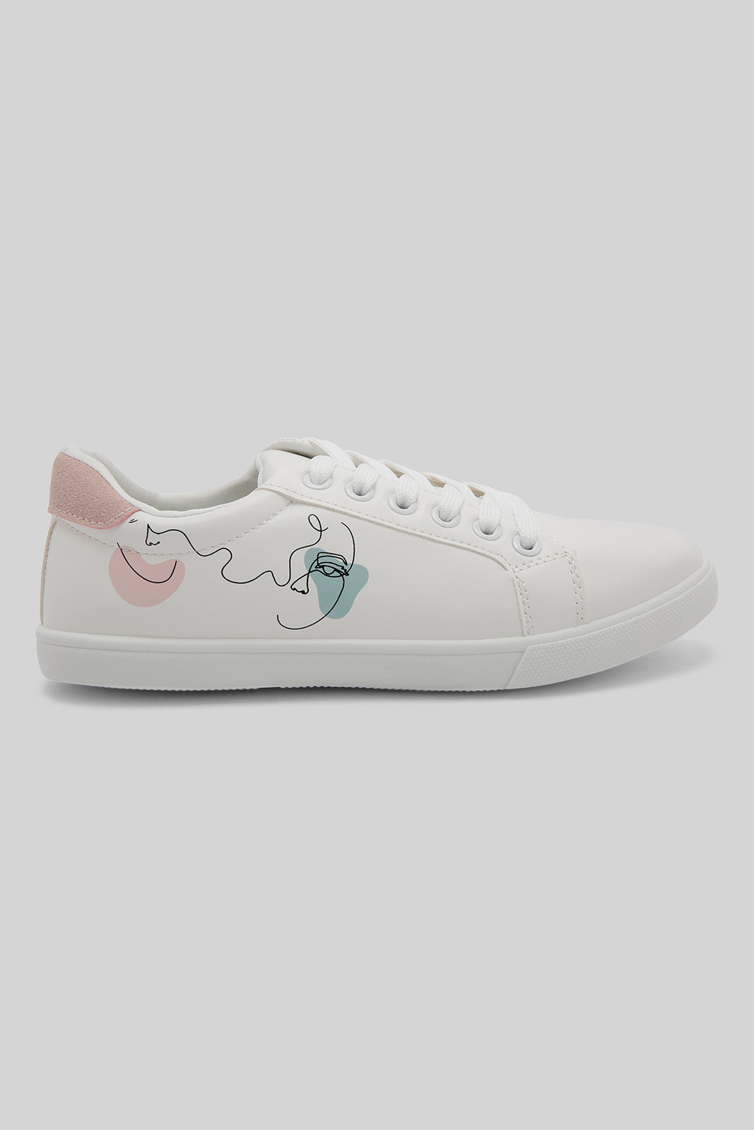Redtag-White-Lace-Up-With-Print-Upper-Category:Trainers,-Colour:White,-Deals:New-In,-Filter:Women's-Footwear,-New-In-Women-FOO,-Non-Sale,-Section:Women,-W22B,-Women-Trainers-Women's-