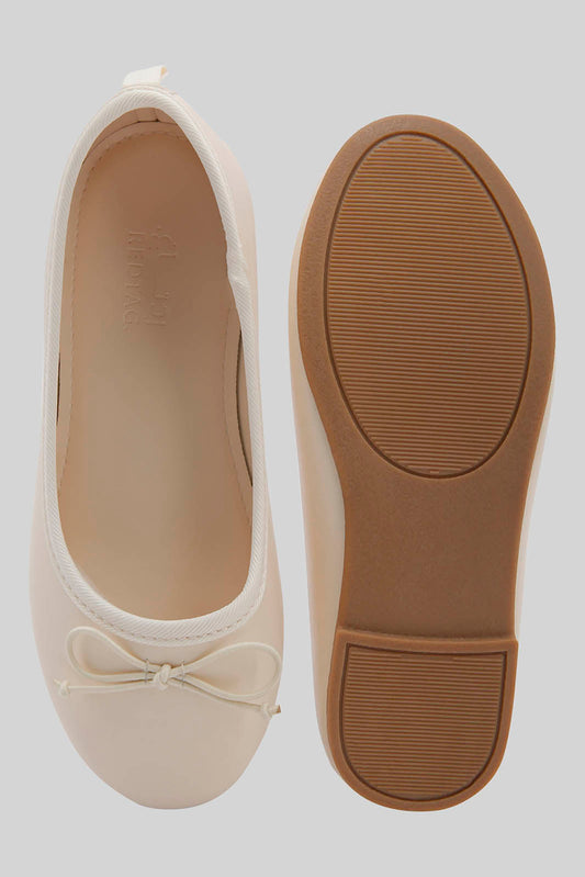 Redtag-Beige-Bow-Trim-Ballerina-Category:Shoes,-Colour:Beige,-Deals:New-In,-Dept:Girls,-Filter:Girls-Footwear-(3-to-5-Yrs),-GIR-Shoes,-New-In-GIR-FOO,-Non-Sale,-Section:Girls-(0-to-14Yrs),-W22B-Girls-3 to 5 Years