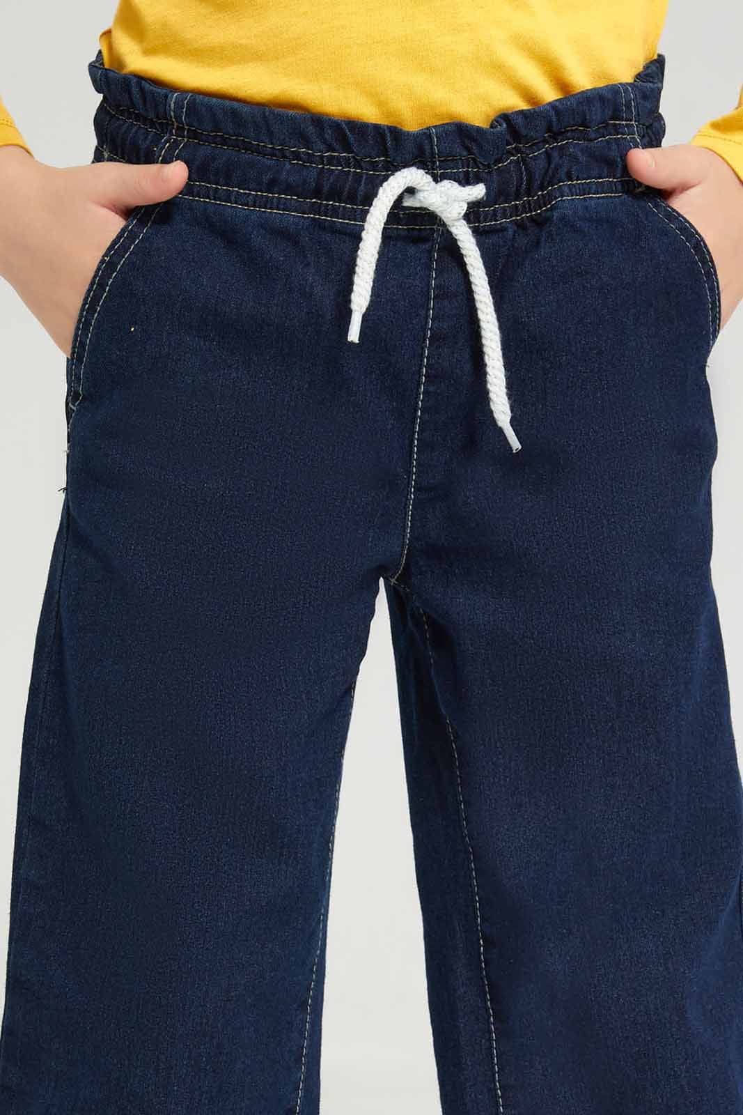 Redtag-Dark-Wash-Paperbag-WB-Culottes-Category:Jeans,-Colour:Dark-Wash,-Deals:New-In,-Dept:Girls,-Filter:Girls-(2-to-8-Yrs),-GIR-Jeans,-New-In-GIR-APL,-Non-Sale,-Section:Girls-(0-to-14Yrs),-W22A-Girls-2 to 8 Years