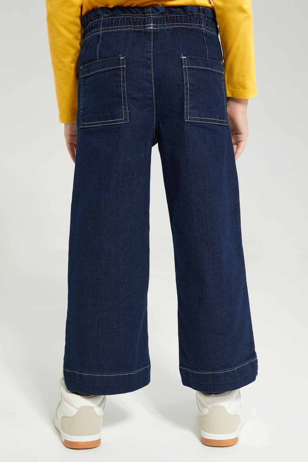Redtag-Dark-Wash-Paperbag-WB-Culottes-Category:Jeans,-Colour:Dark-Wash,-Deals:New-In,-Dept:Girls,-Filter:Girls-(2-to-8-Yrs),-GIR-Jeans,-New-In-GIR-APL,-Non-Sale,-Section:Girls-(0-to-14Yrs),-W22A-Girls-2 to 8 Years
