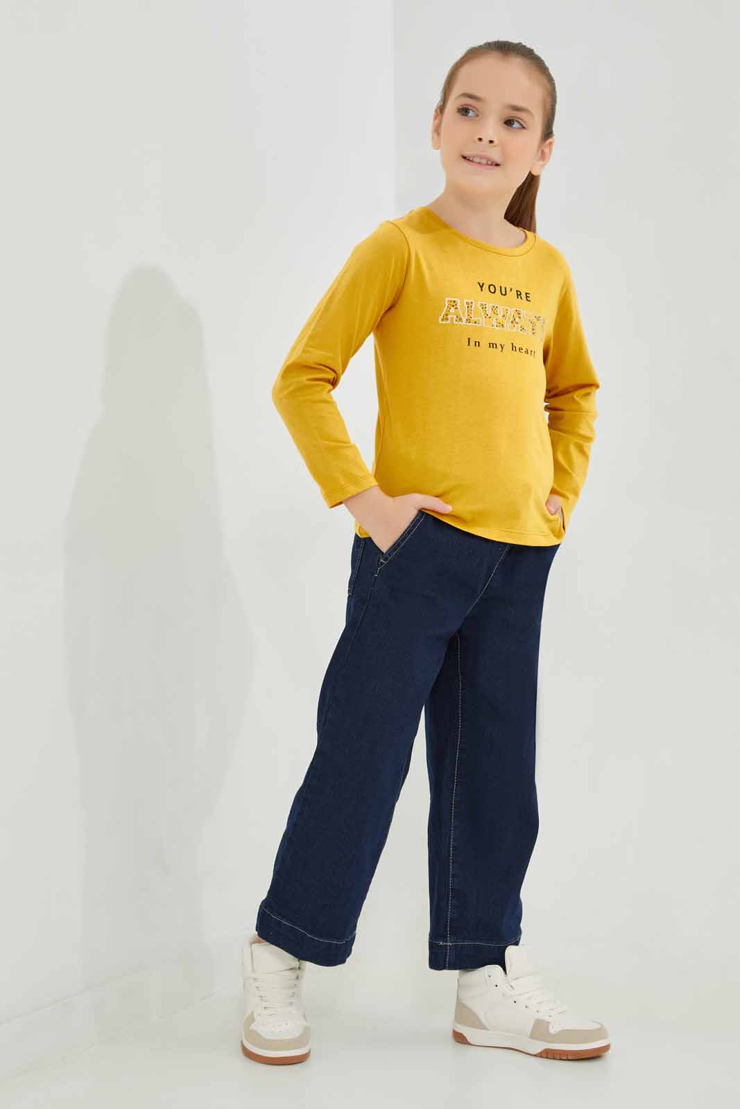 Redtag-Dark-Wash-Paperbag-WB-Culottes-Category:Jeans,-Colour:Dark-Wash,-Deals:New-In,-Dept:Girls,-Filter:Girls-(2-to-8-Yrs),-GIR-Jeans,-New-In-GIR-APL,-Non-Sale,-Section:Girls-(0-to-14Yrs),-W22A-Girls-2 to 8 Years