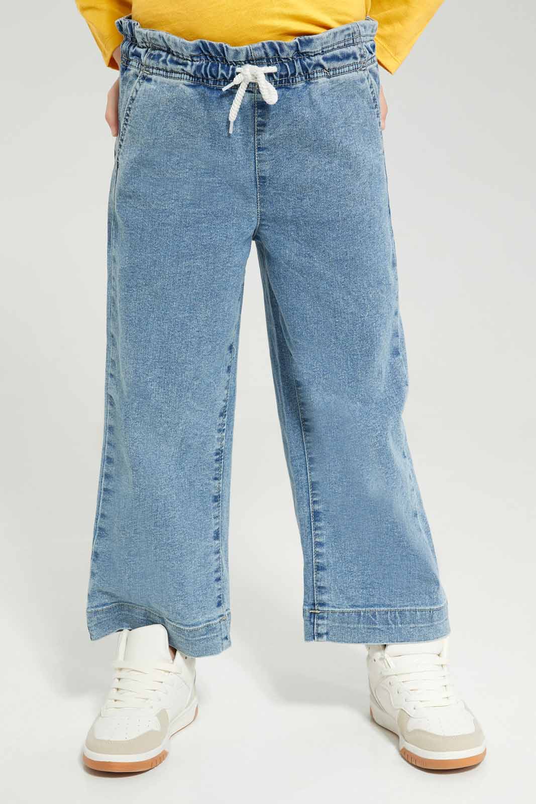 Redtag-LT.Wash-Paperbag-wb-Culottes-Category:Jeans,-Colour:Light-Wash,-Deals:New-In,-Filter:Girls-(2-to-8-Yrs),-GIR-Jeans,-New-In-GIR-APL,-Non-Sale,-Section:Girls-(0-to-14Yrs),-W22A-Girls-2 to 8 Years
