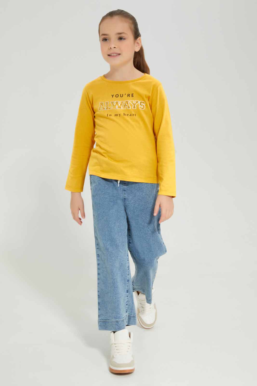 Redtag-LT.Wash-Paperbag-wb-Culottes-Category:Jeans,-Colour:Light-Wash,-Deals:New-In,-Filter:Girls-(2-to-8-Yrs),-GIR-Jeans,-New-In-GIR-APL,-Non-Sale,-Section:Girls-(0-to-14Yrs),-W22A-Girls-2 to 8 Years