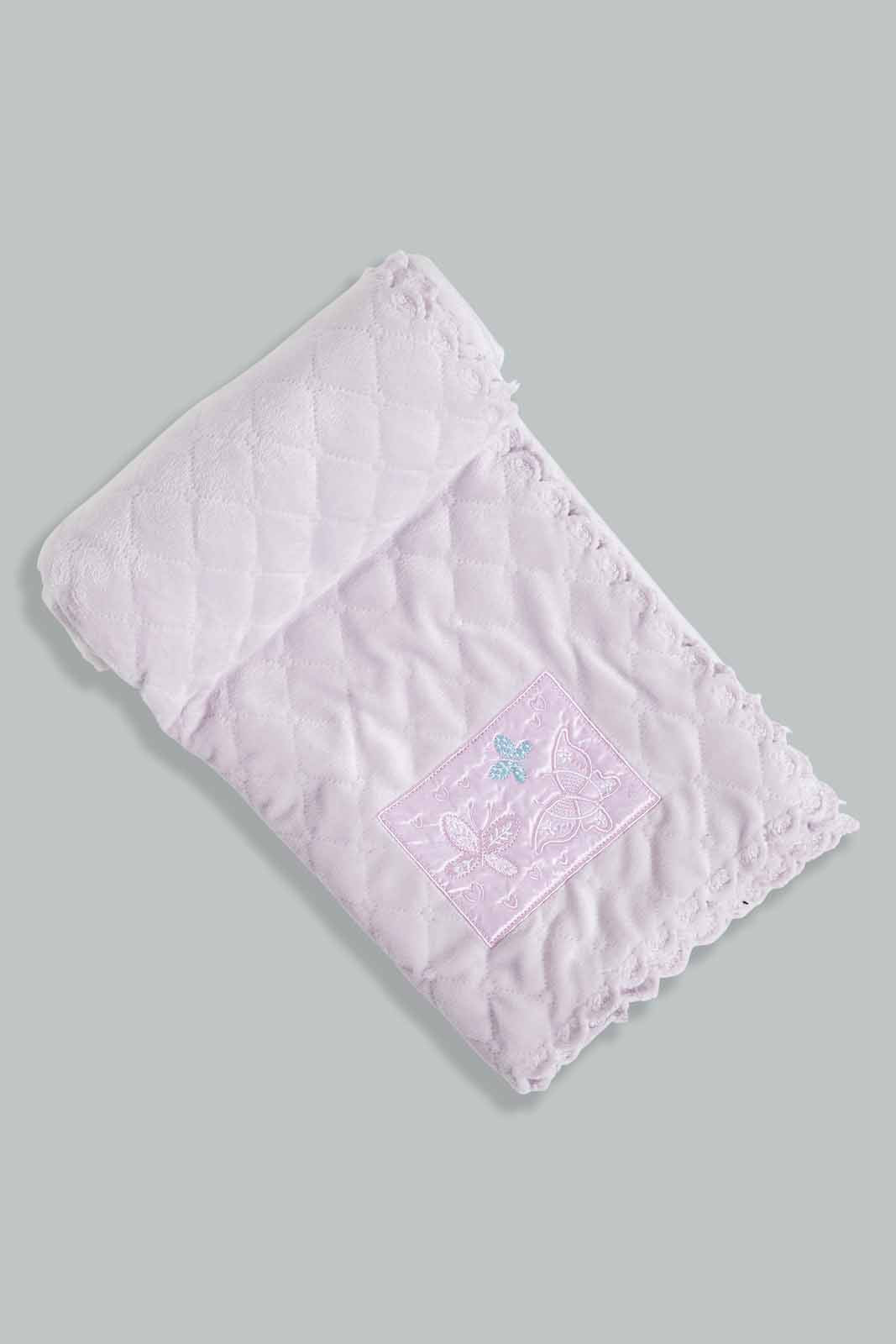 Redtag-Pink-Butterfly-Quilted-Baby-Blanket-Category:Newborn-Accessories,-Colour:Lilac,-Deals:New-In,-Filter:Baby-(0-to-12-Mths),-NBB-Newborn-Accessories,-New-In-NBB-APL,-Non-Sale,-Section:Boys-(0-to-14Yrs),-W22A-Baby-0 to 12 Months