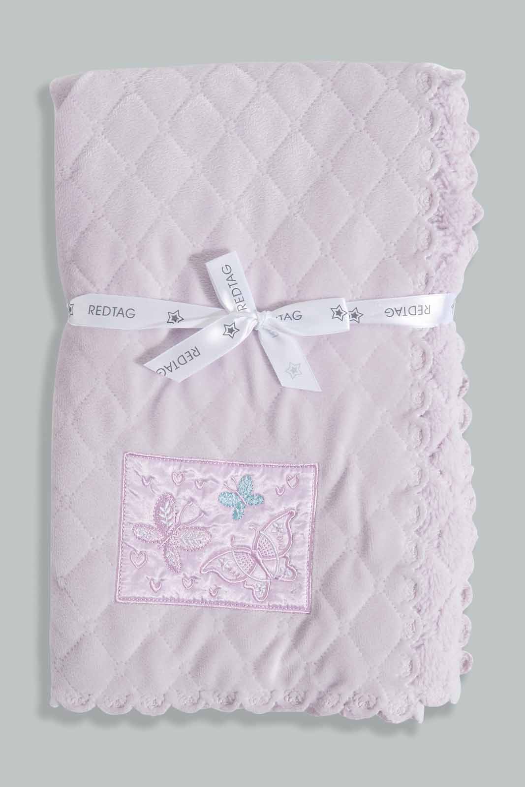 Redtag-Pink-Butterfly-Quilted-Baby-Blanket-Category:Newborn-Accessories,-Colour:Lilac,-Deals:New-In,-Filter:Baby-(0-to-12-Mths),-NBB-Newborn-Accessories,-New-In-NBB-APL,-Non-Sale,-Section:Boys-(0-to-14Yrs),-W22A-Baby-0 to 12 Months
