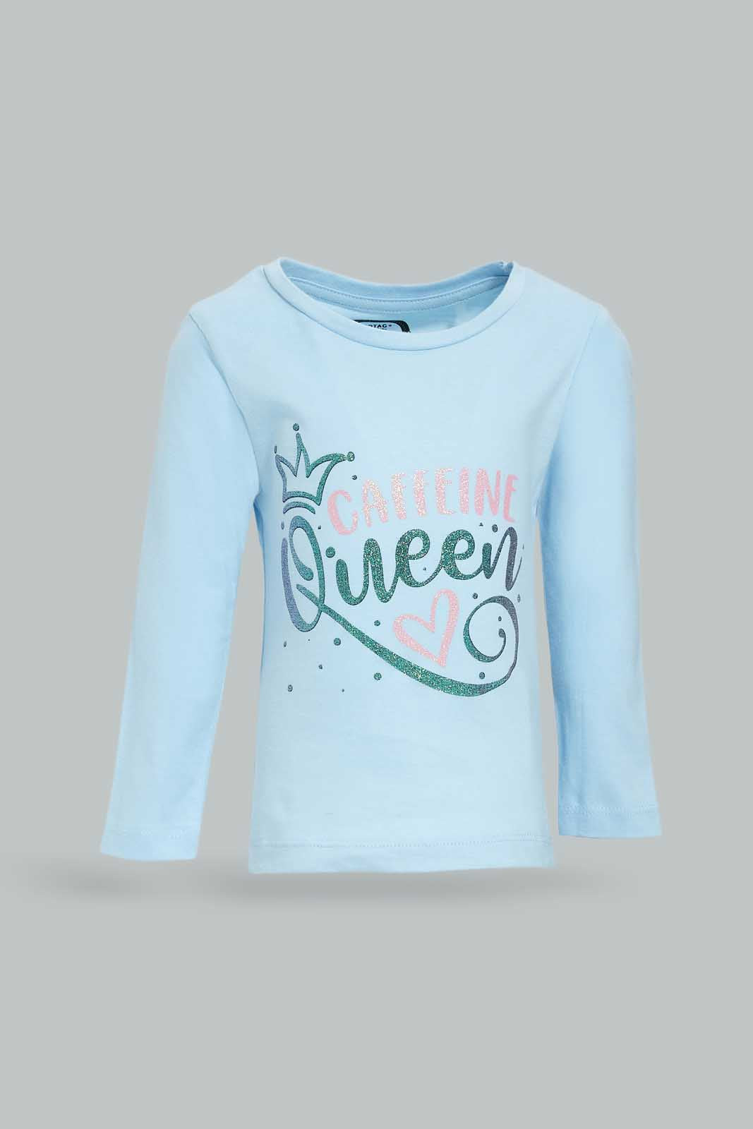 Redtag-Blue-Placement-Print-T--Shirt-Category:T-Shirts,-Colour:Blue,-Deals:New-In,-Dept:Girls,-Filter:Infant-Girls-(3-to-24-Mths),-ING-T-Shirts,-New-In-ING-APL,-Non-Sale,-Section:Girls-(0-to-14Yrs),-TBL,-W22B-Infant-Girls-3 to 24 Months