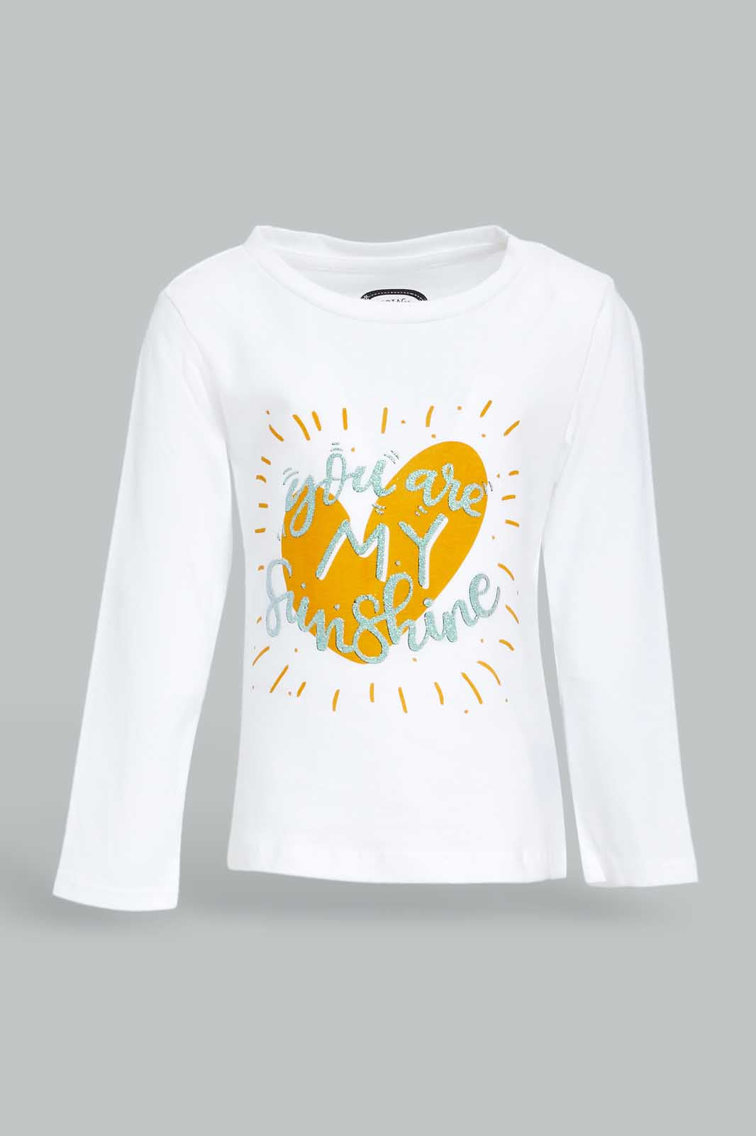 Redtag-White-Placement-Print-T--Shirt-Category:T-Shirts,-Colour:White,-Deals:New-In,-Dept:Girls,-Filter:Infant-Girls-(3-to-24-Mths),-ING-T-Shirts,-New-In-ING-APL,-Non-Sale,-Section:Girls-(0-to-14Yrs),-TBL,-W22B-Infant-Girls-3 to 24 Months