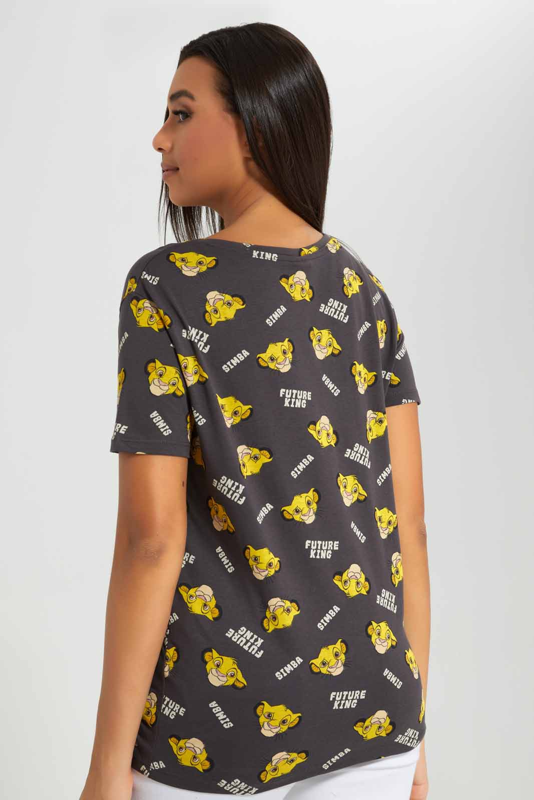 Redtag-Simba-All-Over-Print-T-Shirt-Category:T-Shirts,-Colour:Charcoal,-Deals:New-In,-Filter:Women's-Clothing,-New-In-Women-APL,-Non-Sale,-Section:Women,-W22A,-Women-T-Shirts-Women's-