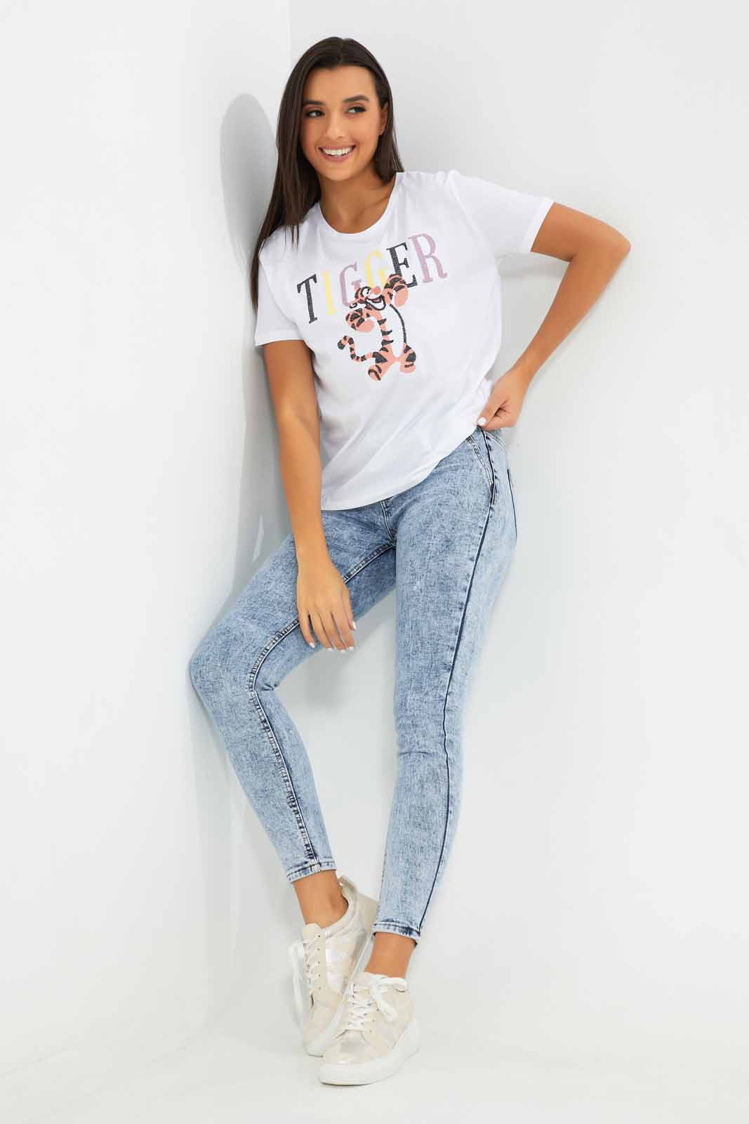 Redtag-White-Tiger-Embroidered-T-Shirt-Category:T-Shirts,-Colour:White,-Deals:New-In,-Filter:Women's-Clothing,-New-In-Women-APL,-Non-Sale,-Section:Women,-W22A,-Women-T-Shirts-Women's-