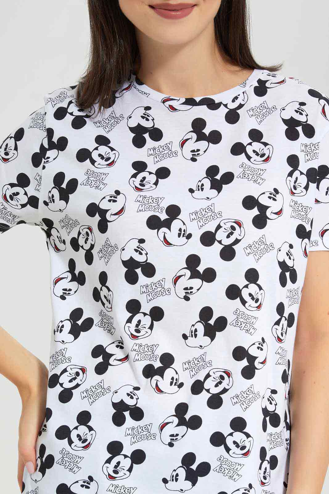 Redtag-White-Mickey-Allover-Print-T-Shirt-Category:T-Shirts,-CHR,-Colour:White,-Deals:New-In,-Filter:Women's-Clothing,-New-In-Women-APL,-Non-Sale,-Section:Women,-W22A,-Women-T-Shirts-Women's-