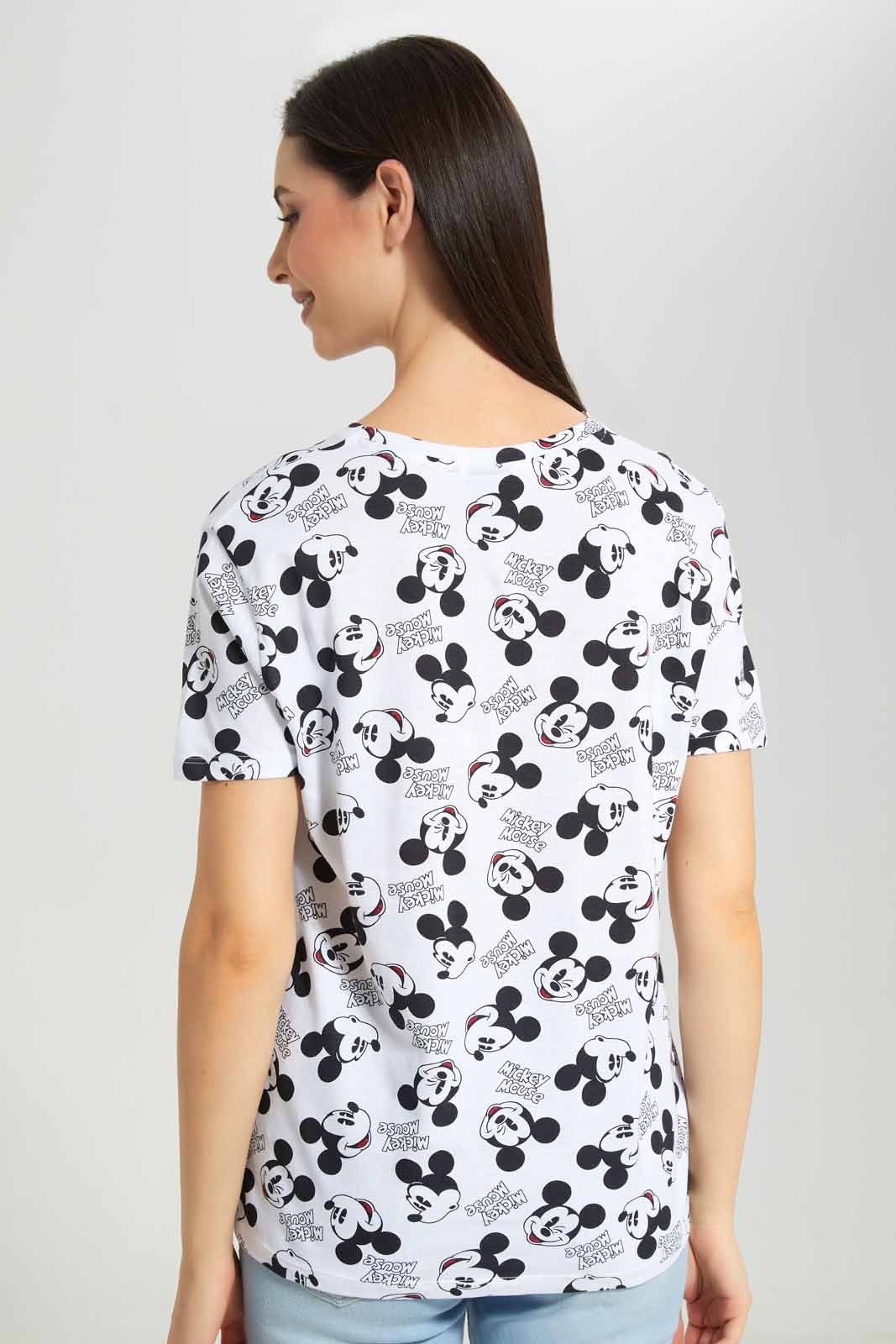 Redtag-White-Mickey-Allover-Print-T-Shirt-Category:T-Shirts,-CHR,-Colour:White,-Deals:New-In,-Filter:Women's-Clothing,-New-In-Women-APL,-Non-Sale,-Section:Women,-W22A,-Women-T-Shirts-Women's-