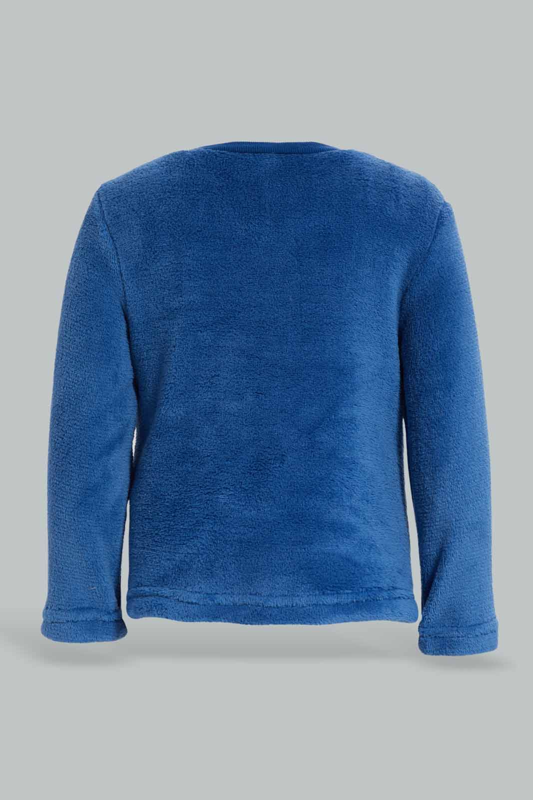 Redtag-Blue-Dino-Fleece-Top-And-Orange-AOP-Bottom-2-Pack-PJ-Set-Category:Pyjama-Sets,-Colour:Blue,-Deals:New-In,-Filter:Infant-Boys-(3-to-24-Mths),-INB-Pyjama-Sets,-New-In-INB-APL,-Non-Sale,-Section:Boys-(0-to-14Yrs),-W22B-Infant-Boys-3 to 24 Months