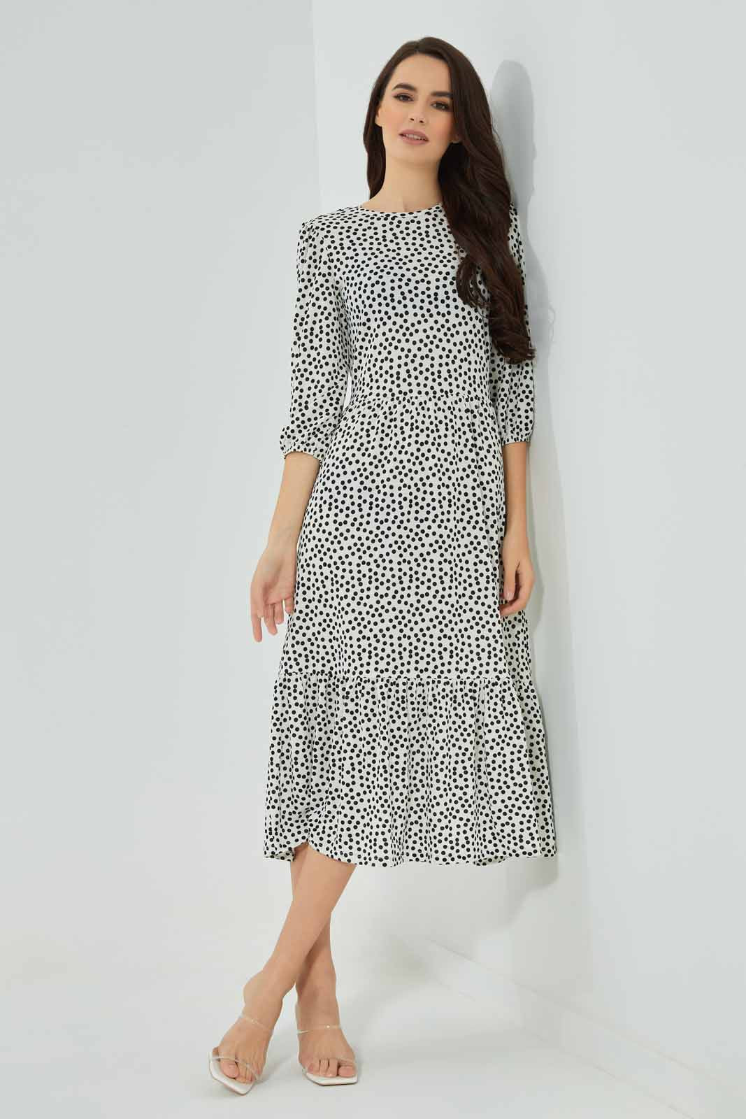 Redtag-Assorted-Polka-Dot-Tiered-Midi-Dress-Category:Dresses,-Colour:Assorted,-Deals:New-In,-Filter:Women's-Clothing,-New-In-Women-APL,-Non-Sale,-Section:Women,-W22B,-Women-Dresses-Women's-