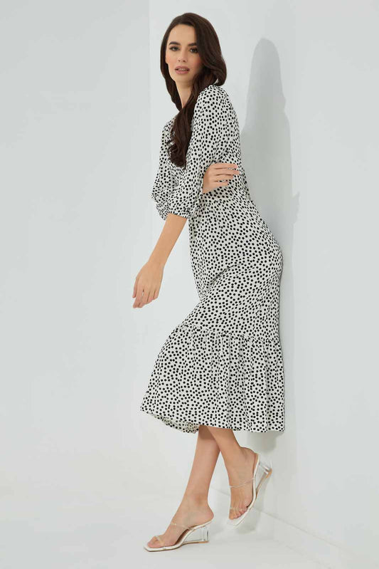 Redtag-Assorted-Polka-Dot-Tiered-Midi-Dress-Category:Dresses,-Colour:Assorted,-Deals:New-In,-Filter:Women's-Clothing,-New-In-Women-APL,-Non-Sale,-Section:Women,-W22B,-Women-Dresses-Women's-