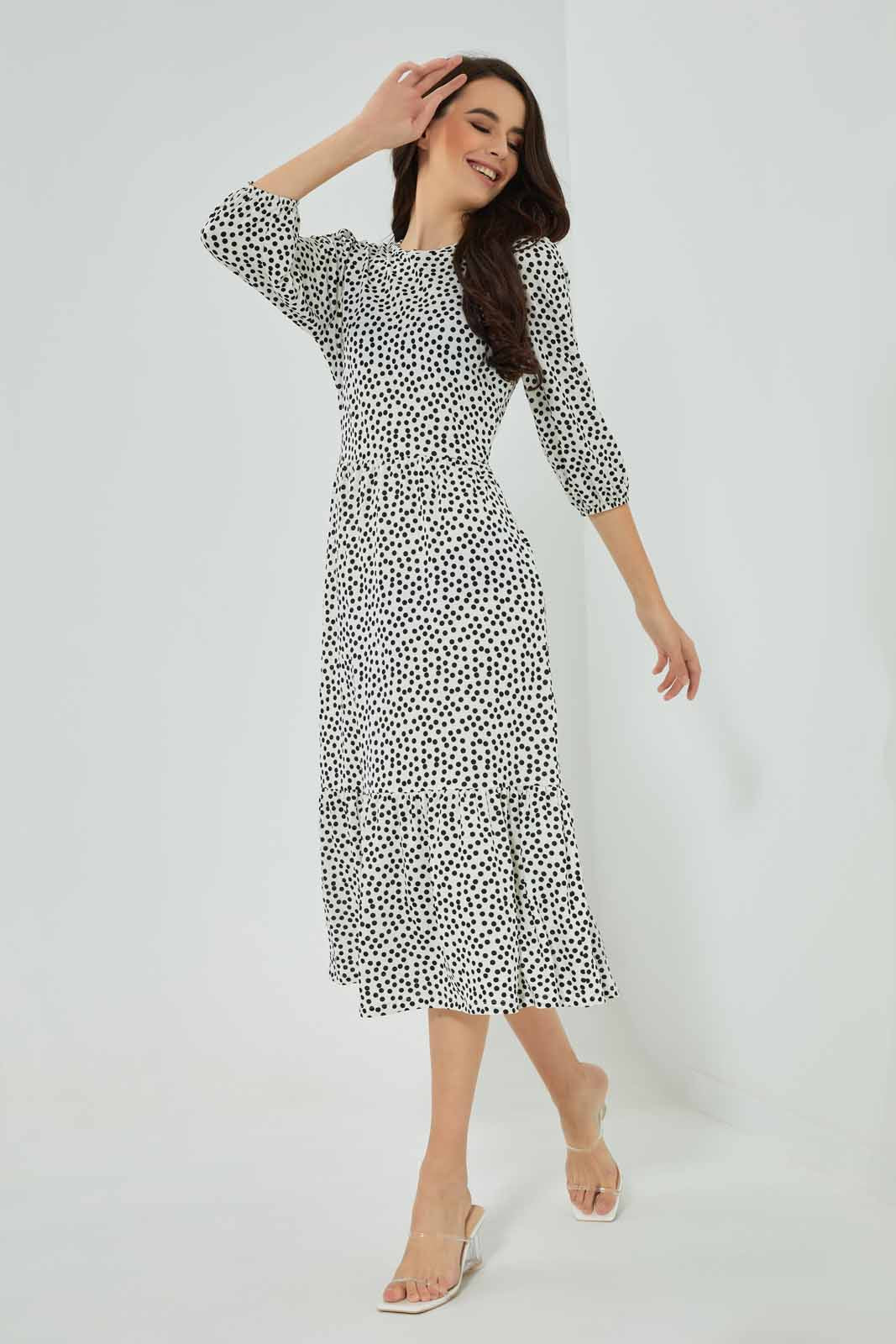 Redtag-Assorted-Polka-Dot-Tiered-Midi-Dress-Category:Dresses,-Colour:Assorted,-Deals:New-In,-Filter:Women's-Clothing,-New-In-Women-APL,-Non-Sale,-Section:Women,-W22B,-Women-Dresses-Women's-