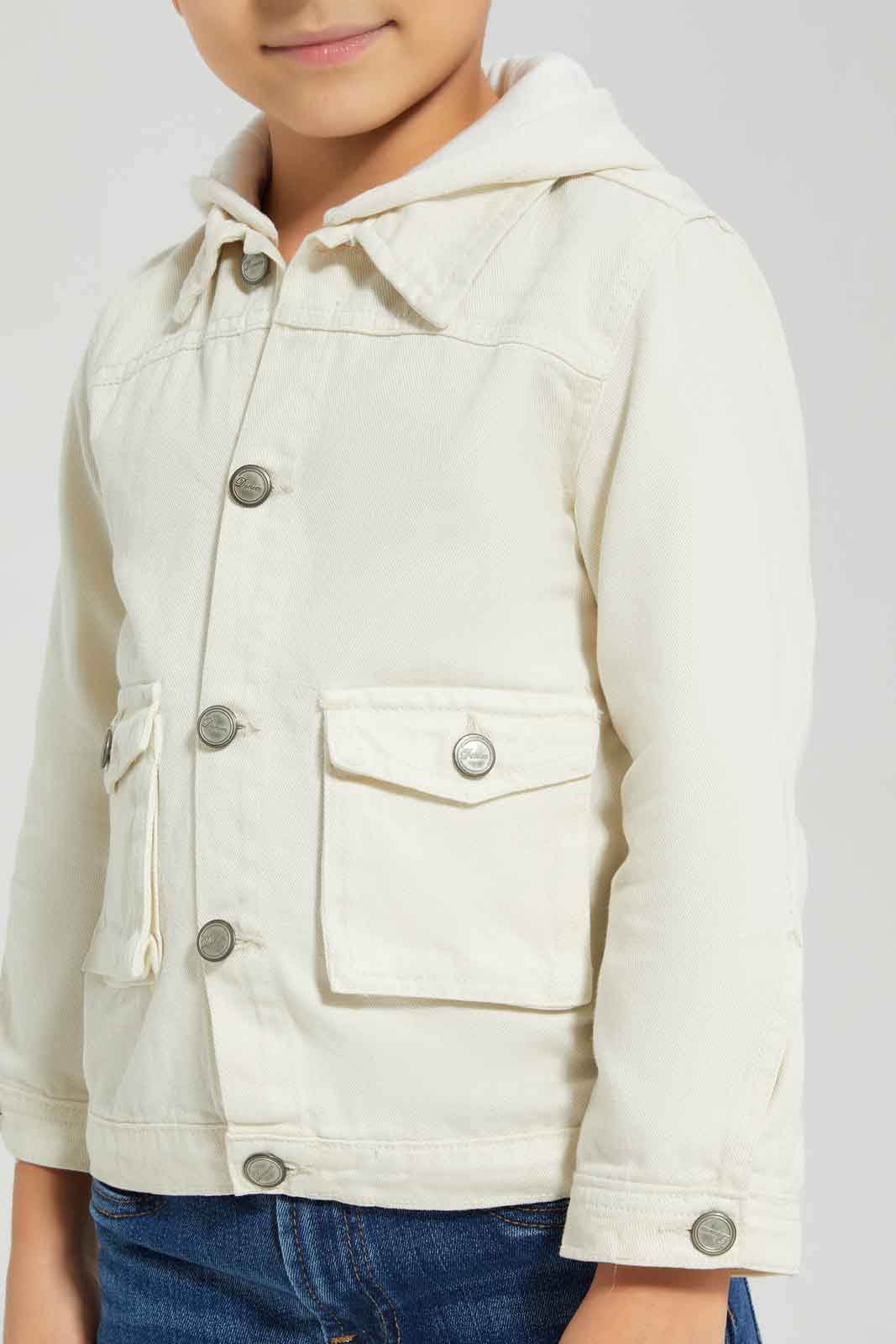 Redtag-Cream-Hooded-Collared-Jacket-BOY-Jackets,-Category:Jackets,-Colour:Cream,-Deals:New-In,-Dept:Boys,-Filter:Boys-(2-to-8-Yrs),-New-In-BOY-APL,-Non-Sale,-Section:Boys-(0-to-14Yrs),-W22B-Boys-2 to 8 Years