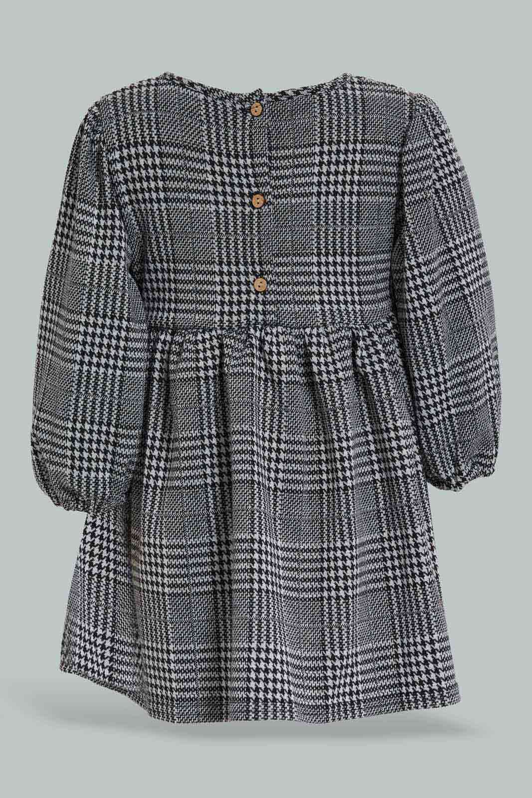 Redtag-Black-Checks-Puff-Sleeves-Dress-Category:Dresses,-Colour:Black,-Deals:New-In,-Filter:Infant-Girls-(3-to-24-Mths),-ING-Dresses,-New-In-ING-APL,-Non-Sale,-Section:Girls-(0-to-14Yrs),-VLM,-W22B-Infant-Girls-3 to 24 Months