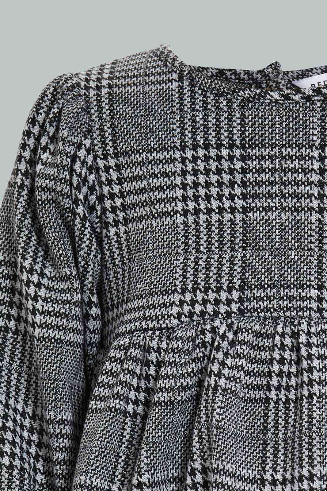 Redtag-Black-Checks-Puff-Sleeves-Dress-Category:Dresses,-Colour:Black,-Deals:New-In,-Filter:Infant-Girls-(3-to-24-Mths),-ING-Dresses,-New-In-ING-APL,-Non-Sale,-Section:Girls-(0-to-14Yrs),-VLM,-W22B-Infant-Girls-3 to 24 Months