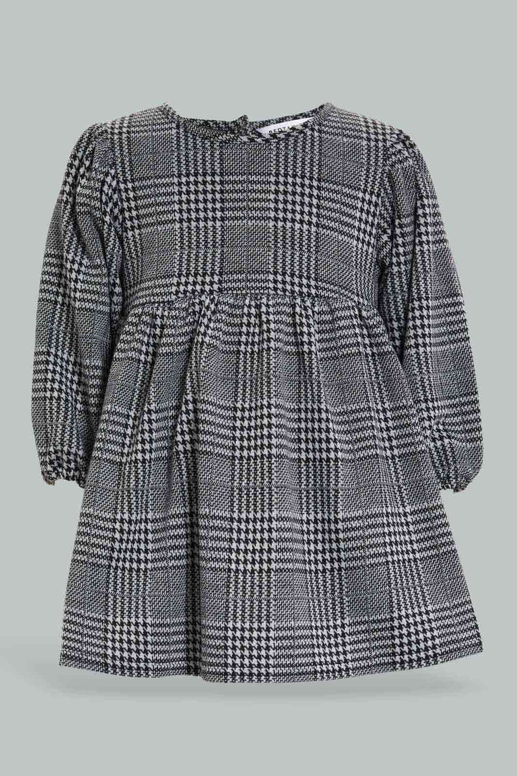 Redtag-Black-Checks-Puff-Sleeves-Dress-Category:Dresses,-Colour:Black,-Deals:New-In,-Filter:Infant-Girls-(3-to-24-Mths),-ING-Dresses,-New-In-ING-APL,-Non-Sale,-Section:Girls-(0-to-14Yrs),-VLM,-W22B-Infant-Girls-3 to 24 Months