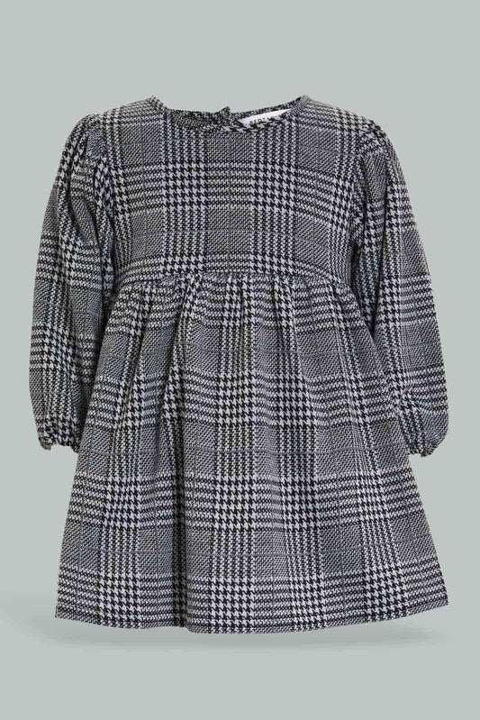 Redtag-Black-Checks-Puff-Sleeves-Dress-Category:Dresses,-Colour:Black,-Deals:New-In,-Filter:Infant-Girls-(3-to-24-Mths),-ING-Dresses,-New-In-ING-APL,-Non-Sale,-Section:Girls-(0-to-14Yrs),-VLM,-W22B-Infant-Girls-3 to 24 Months