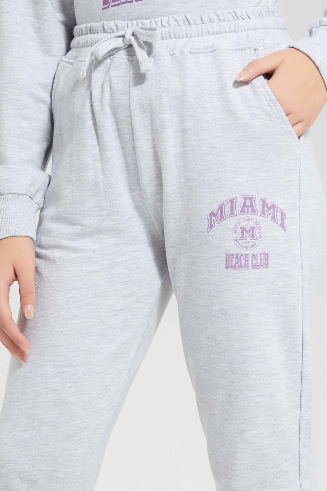 Redtag-Grey-Melange-Track-Pants-With-Print-Category:Joggers,-Colour:Grey,-Deals:New-In,-Filter:Senior-Girls-(8-to-14-Yrs),-GSR-Joggers,-New-In-GSR-APL,-Non-Sale,-Section:Girls-(0-to-14Yrs),-W22A-Senior-Girls-9 to 14 Years