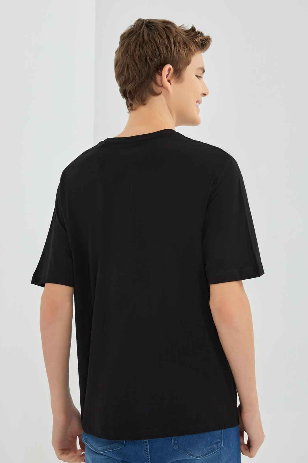 Redtag-Black-Tiger-Towel-Applique-Tee-BSR-T-Shirts,-BTS,-Category:T-Shirts,-Colour:Black,-Deals:New-In,-Dept:Boys,-Filter:Senior-Boys-(8-to-14-Yrs),-New-In-BSR-APL,-Non-Sale,-Section:Boys-(0-to-14Yrs),-W22B-Senior-Boys-9 to 14 Years