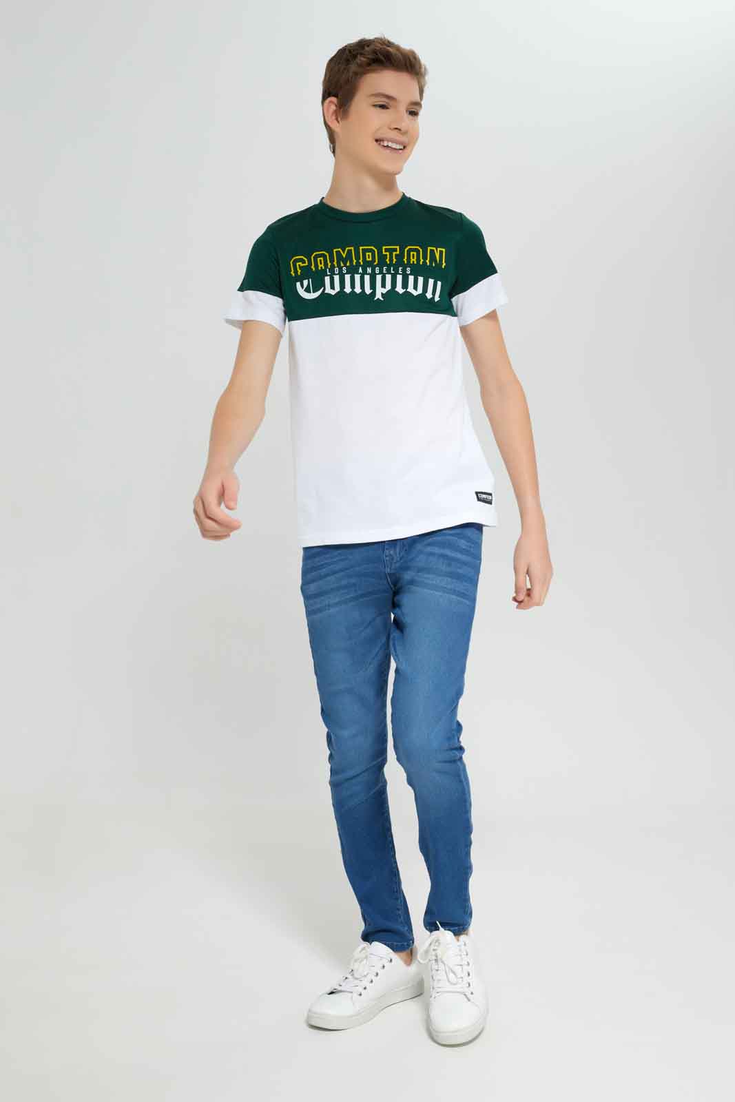 Redtag-Green-Compton-Call-Tee-BSR-T-Shirts,-Category:T-Shirts,-Colour:Green,-Deals:New-In,-Dept:Boys,-Filter:Senior-Boys-(8-to-14-Yrs),-New-In-BSR-APL,-Non-Sale,-Section:Boys-(0-to-14Yrs),-W22B-Senior-Boys-9 to 14 Years