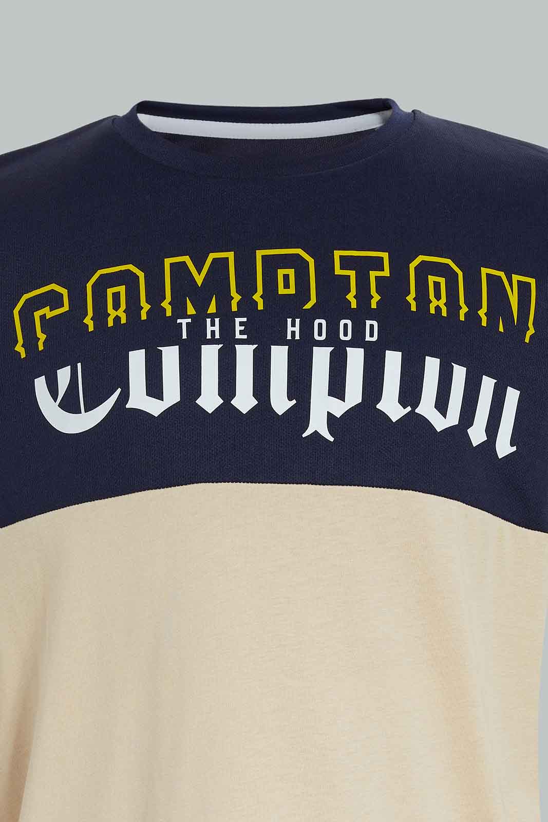 Redtag-Beige-Compton-Call-Tee-BSR-T-Shirts,-Category:T-Shirts,-Colour:Beige,-Deals:New-In,-Dept:Boys,-Filter:Senior-Boys-(8-to-14-Yrs),-New-In-BSR-APL,-Non-Sale,-Section:Boys-(0-to-14Yrs),-W22B-Senior-Boys-9 to 14 Years