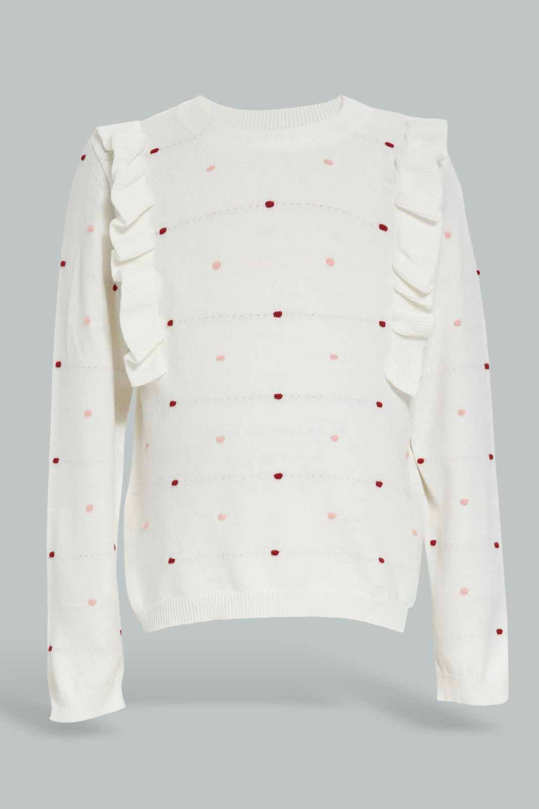 Redtag-Beige-Front-Frill-Pullover-Category:Pullovers,-Colour:Beige,-Deals:New-In,-Filter:Infant-Girls-(3-to-24-Mths),-ING-Pullovers,-New-In-ING-APL,-Non-Sale,-Section:Girls-(0-to-14Yrs),-W22A-Infant-Girls-3 to 24 Months