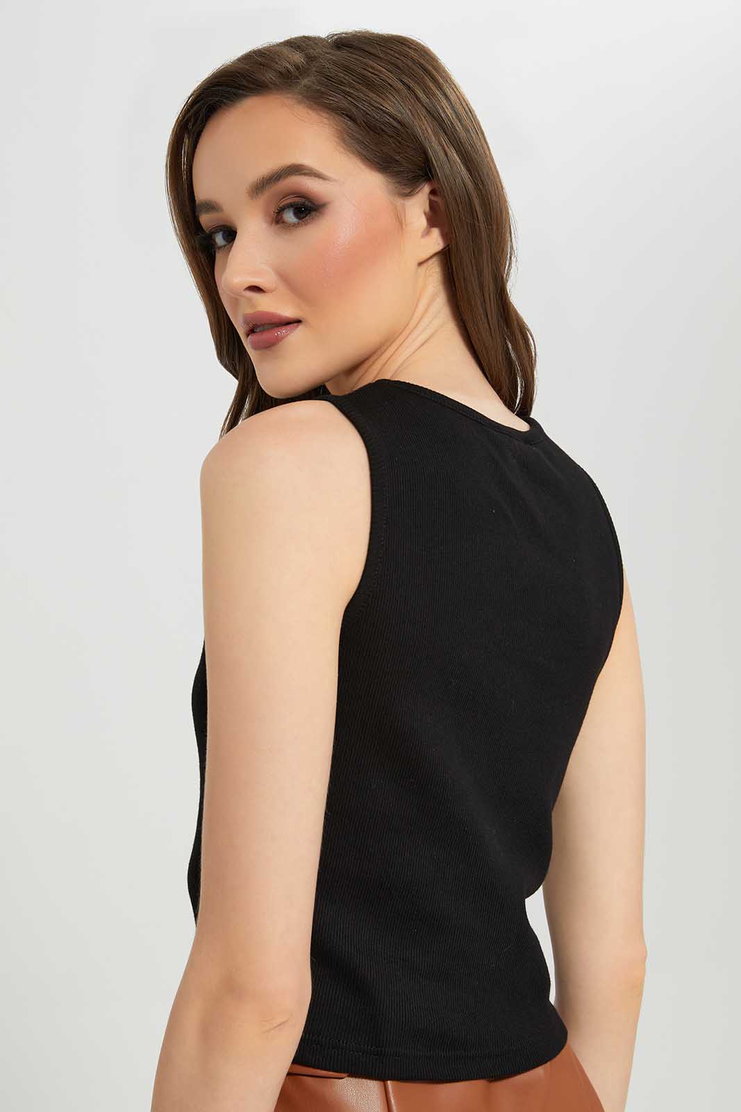 Redtag-Black-Rib-Top-Category:T-Shirts,-Colour:Black,-Deals:New-In,-Dept:Ladieswear,-Filter:Women's-Clothing,-LDC,-LDC-T-Shirts,-New-In-LDC-APL,-Non-Sale,-Section:Women,-W22B-Women's-