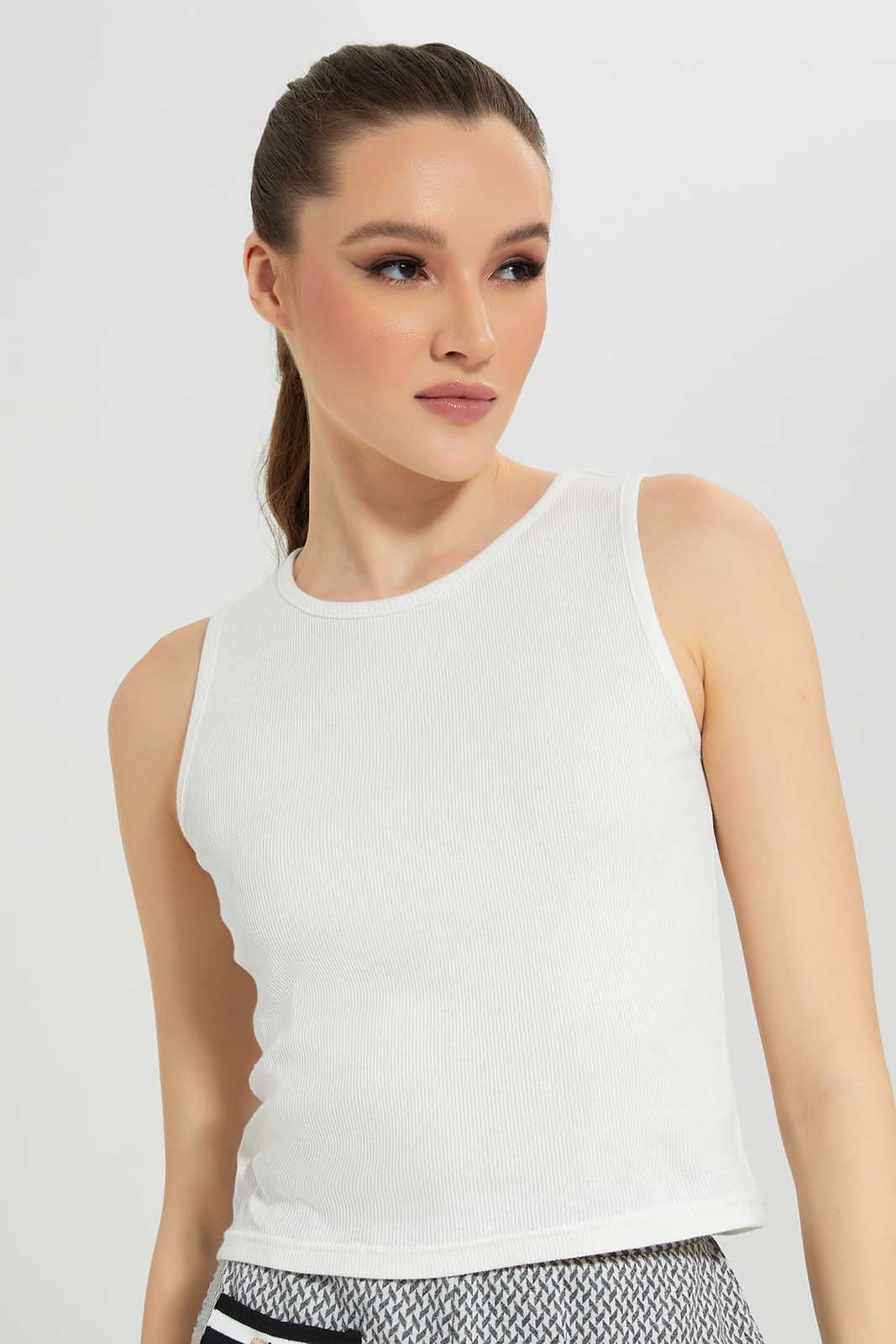 Redtag-ivory-Rib-Top-Category:T-Shirts,-Colour:Ivory,-Deals:New-In,-Filter:Women's-Clothing,-LDC,-LDC-T-Shirts,-New-In-LDC-APL,-Non-Sale,-Section:Women,-W22B-Women's-