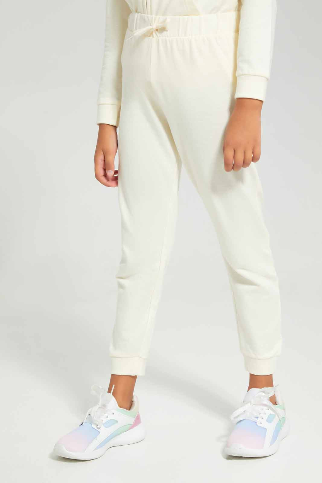 Redtag-Basic-Active-Bottom---Cream-Category:Joggers,-Colour:Cream,-Deals:New-In,-Filter:Girls-(2-to-8-Yrs),-GIR-Joggers,-New-In-GIR-APL,-Non-Sale,-Section:Girls-(0-to-14Yrs),-TBL,-W22B-Girls-2 to 8 Years