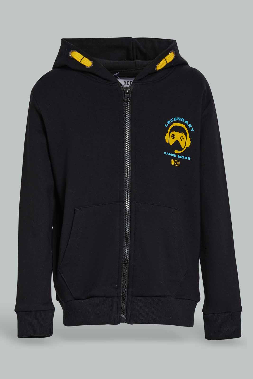 Redtag-Black-Zip-Through-Hooded-Sweatshirt-BOY-Sweatshirts,-Category:Sweatshirts,-Colour:Black,-Deals:New-In,-Dept:Boys,-Filter:Boys-(2-to-8-Yrs),-New-In-BOY-APL,-Non-Sale,-Section:Boys-(0-to-14Yrs),-W22B-Boys-2 to 8 Years