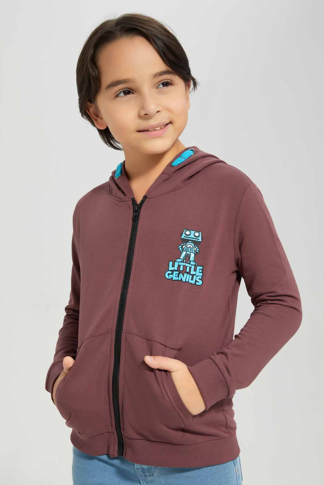 Redtag-Burgundy-Zip-Through-Hooded-Sweatshirt-BOY-Sweatshirts,-Category:Sweatshirts,-Colour:Burgundy,-Deals:New-In,-Filter:Boys-(2-to-8-Yrs),-New-In-BOY-APL,-Non-Sale,-Section:Boys-(0-to-14Yrs),-W22B-Boys-2 to 8 Years