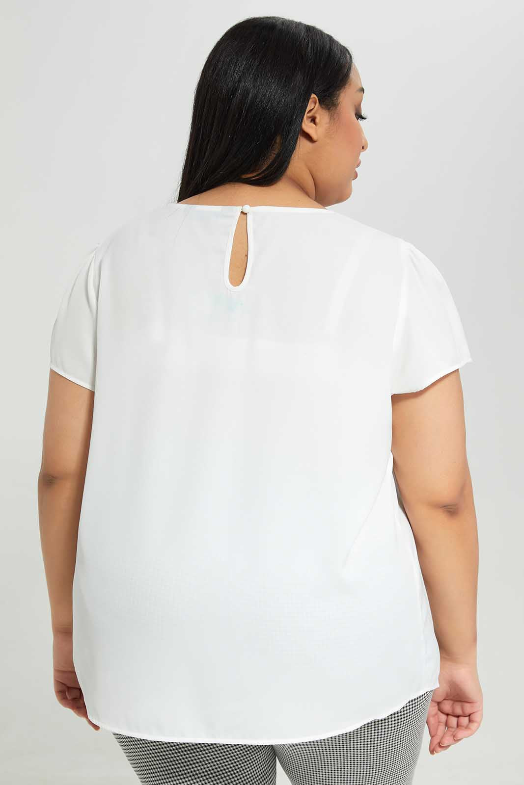 Redtag-Ivory-Pleated-Neck-Detail-Blouse-Category:Blouses,-Colour:Ivory,-Deals:New-In,-Filter:Plus-Size,-LDP-Blouses,-New-In-LDP-APL,-Non-Sale,-Section:Women,-W22B-Women's-