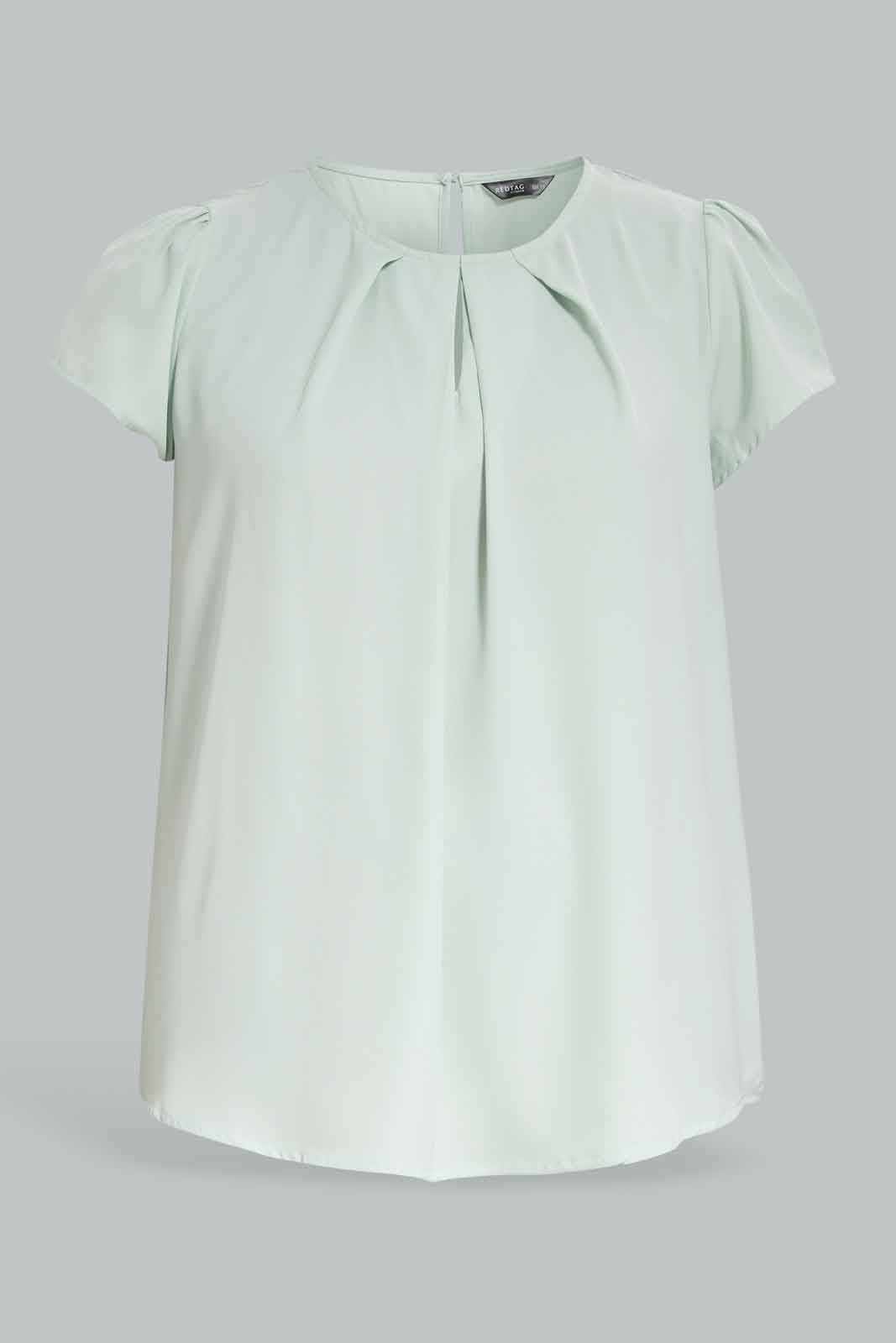 Redtag-Mint-Pleated-Neck-Detail-Blouse-Category:Blouses,-Colour:Ivory,-Deals:New-In,-Filter:Plus-Size,-LDP-Blouses,-New-In-LDP-APL,-Non-Sale,-Section:Women,-W22B-Women's-