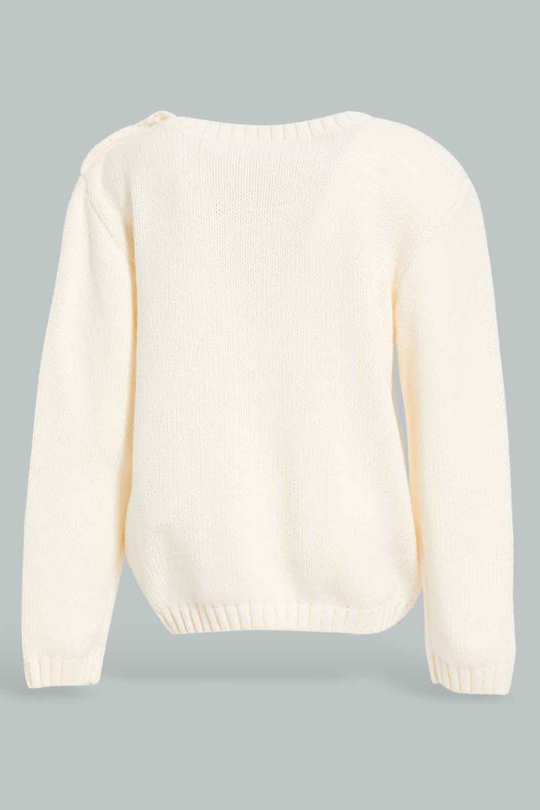 Infant Girls Ivory Chain Detail Pullover