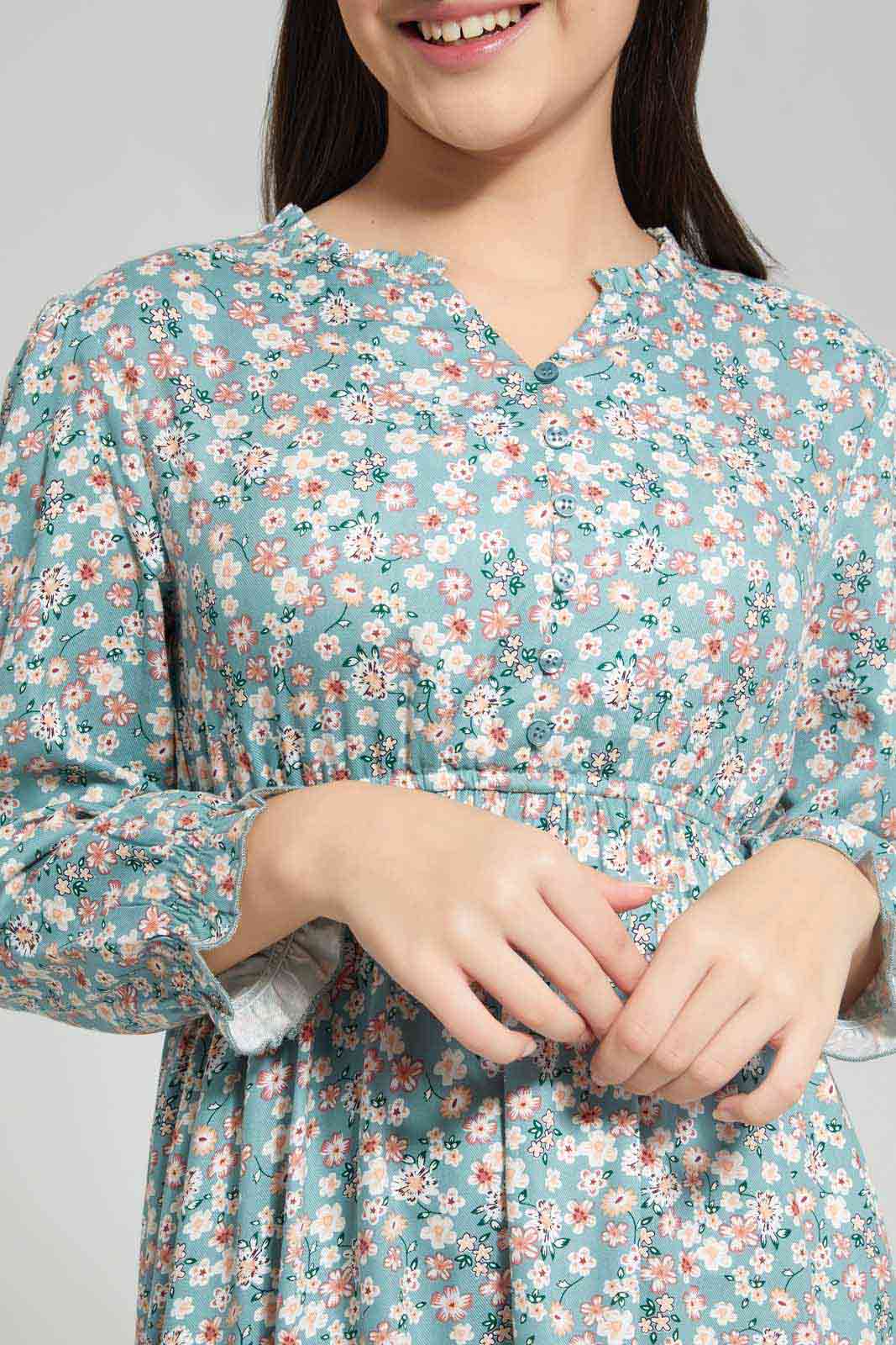 Redtag-Assorted-Mint-Floral-Ditsy-Print-Dress-Category:Dresses,-Colour:Assorted,-Deals:New-In,-Filter:Senior-Girls-(8-to-14-Yrs),-GSR-Dresses,-New-In-GSR-APL,-Non-Sale,-Section:Girls-(0-to-14Yrs),-W22A-Senior-Girls-9 to 14 Years