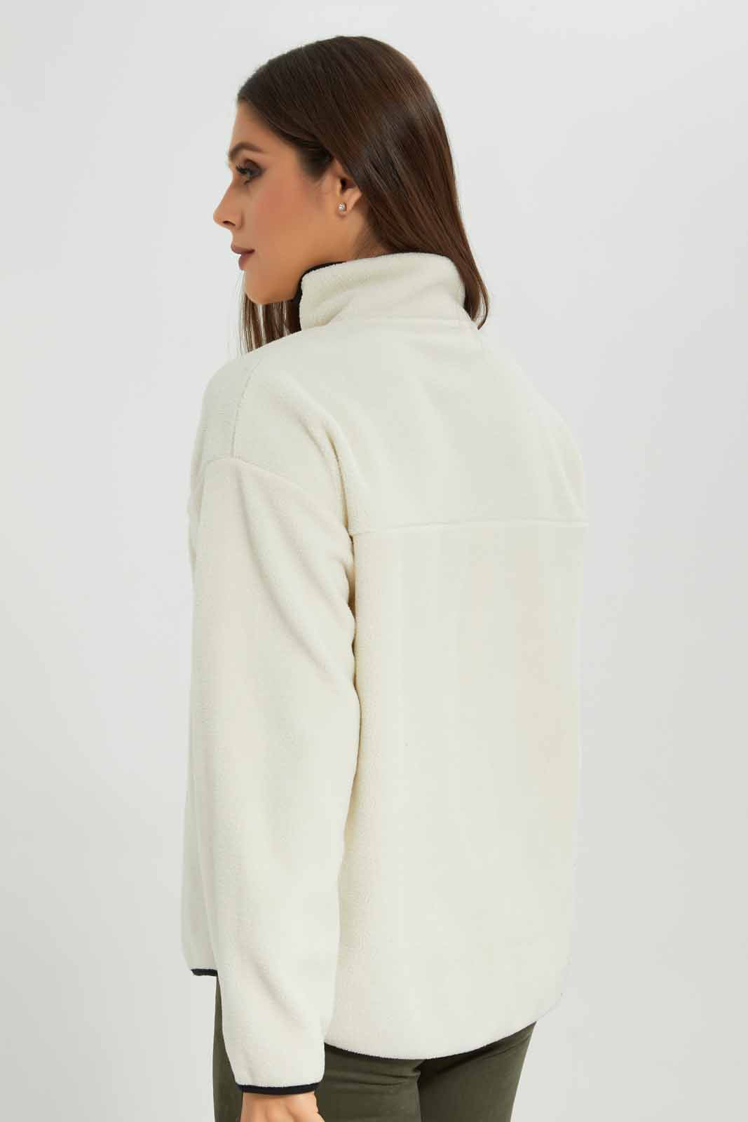 Women Ivory Long Sleeve Sweatshirt