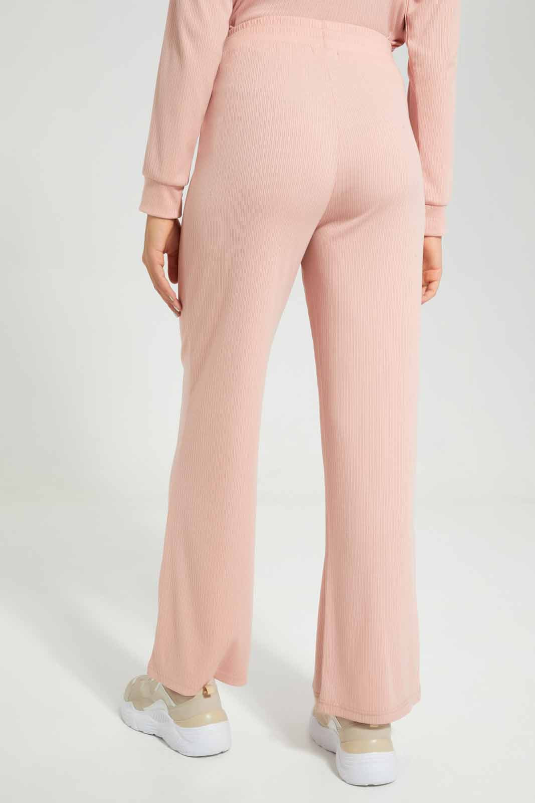Redtag-Blush-Ribbed-Wideleg-Lounge-Pants-Category:Joggers,-Colour:Apricot,-Deals:New-In,-Filter:Women's-Clothing,-New-In-Women-APL,-Non-Sale,-Section:Women,-W22A,-Women-Joggers-Women's-