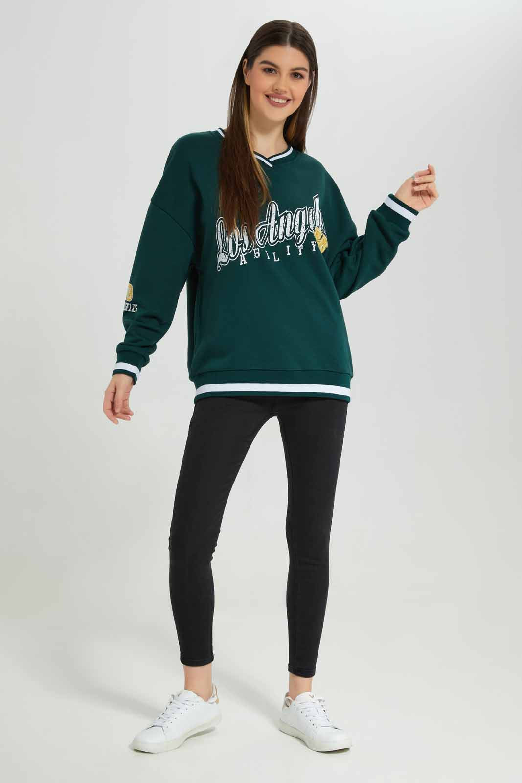Redtag-Olive-Oversized-Hoodie-Sweatshirt-With-Placement-Print-Category:Sweatshirts,-Colour:Olive,-Deals:New-In,-Filter:Women's-Clothing,-New-In-Women-APL,-Non-Sale,-Section:Women,-W22B,-Women-Sweatshirts-Women's-