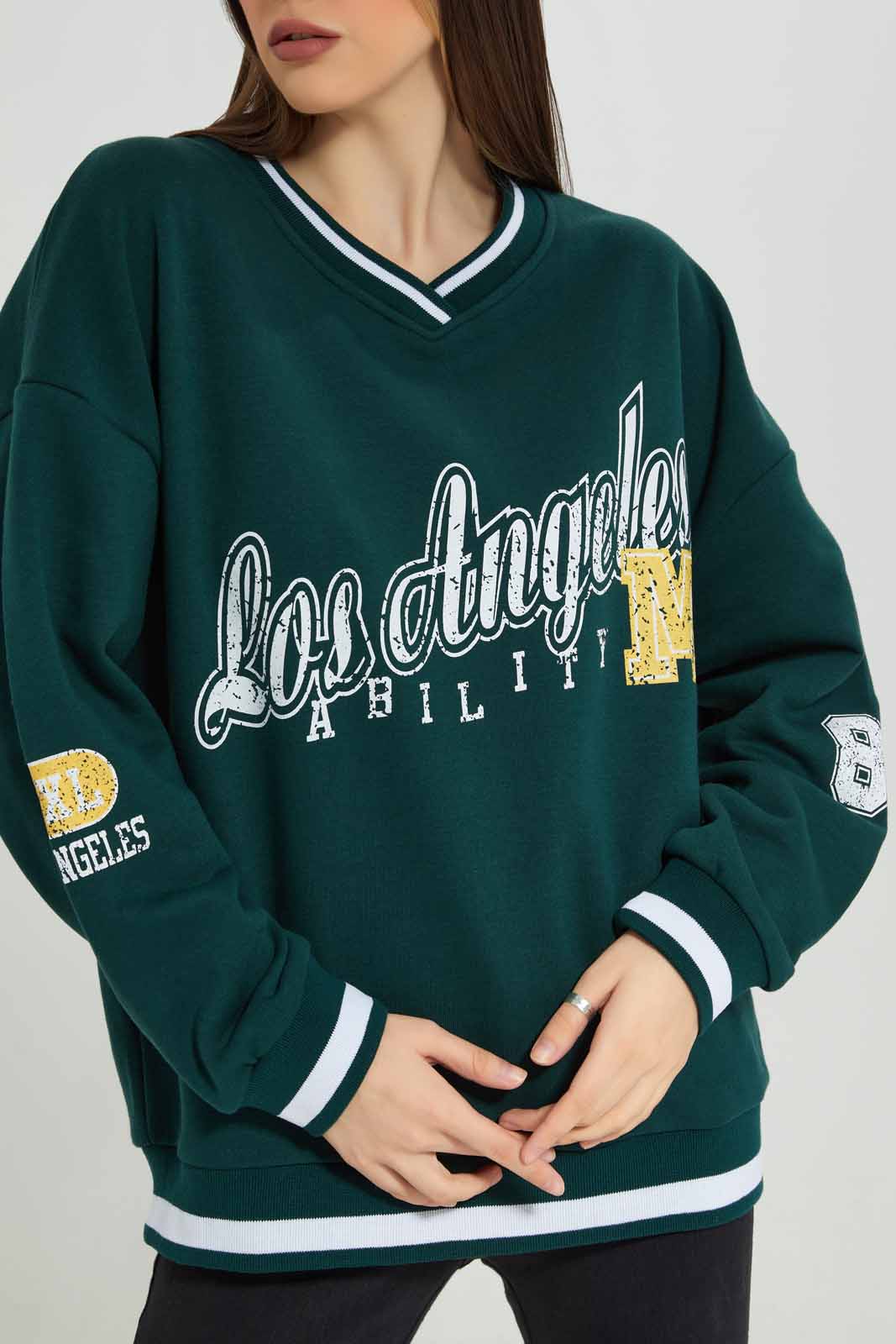 Redtag-Olive-Oversized-Hoodie-Sweatshirt-With-Placement-Print-Category:Sweatshirts,-Colour:Olive,-Deals:New-In,-Filter:Women's-Clothing,-New-In-Women-APL,-Non-Sale,-Section:Women,-W22B,-Women-Sweatshirts-Women's-