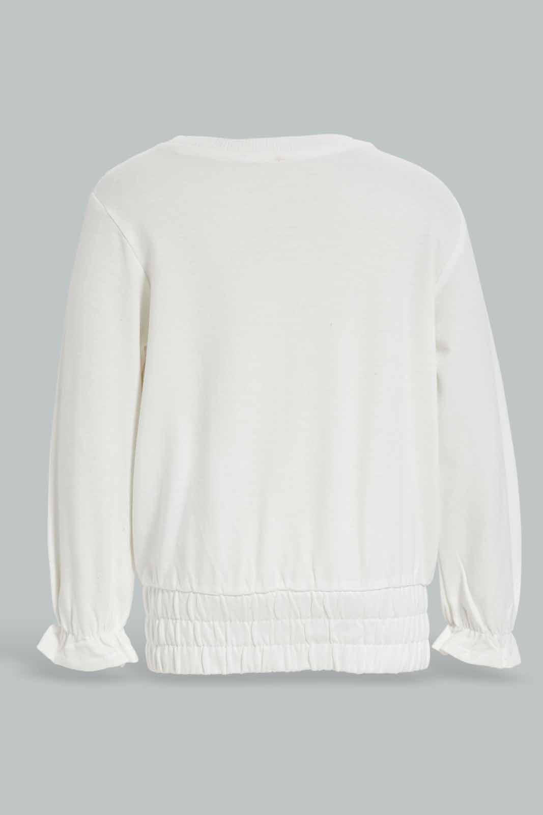 Redtag-Ivory-Frill-Sleeves-Front-Artwork-Sweatshirt-Category:Sweatshirts,-Colour:Ivory,-Deals:New-In,-Filter:Infant-Girls-(3-to-24-Mths),-ING-Sweatshirts,-New-In-ING-APL,-Non-Sale,-Section:Girls-(0-to-14Yrs),-W22B-Infant-Girls-3 to 24 Months