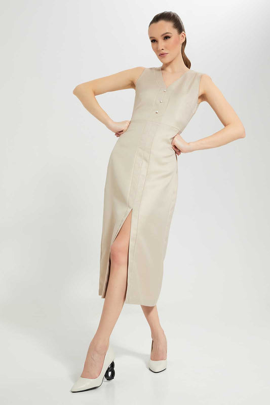 Redtag-Beige-Dress-Category:Dresses,-Colour:Beige,-Deals:New-In,-Filter:Women's-Clothing,-LDC,-LDC-Dresses,-New-In-LDC-APL,-Non-Sale,-Section:Women,-W22A-Women's-
