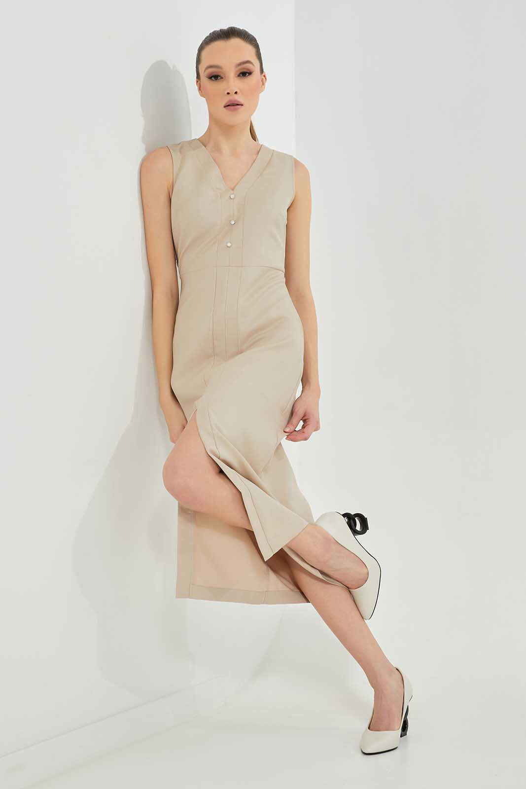 Redtag-Beige-Dress-Category:Dresses,-Colour:Beige,-Deals:New-In,-Filter:Women's-Clothing,-LDC,-LDC-Dresses,-New-In-LDC-APL,-Non-Sale,-Section:Women,-W22A-Women's-