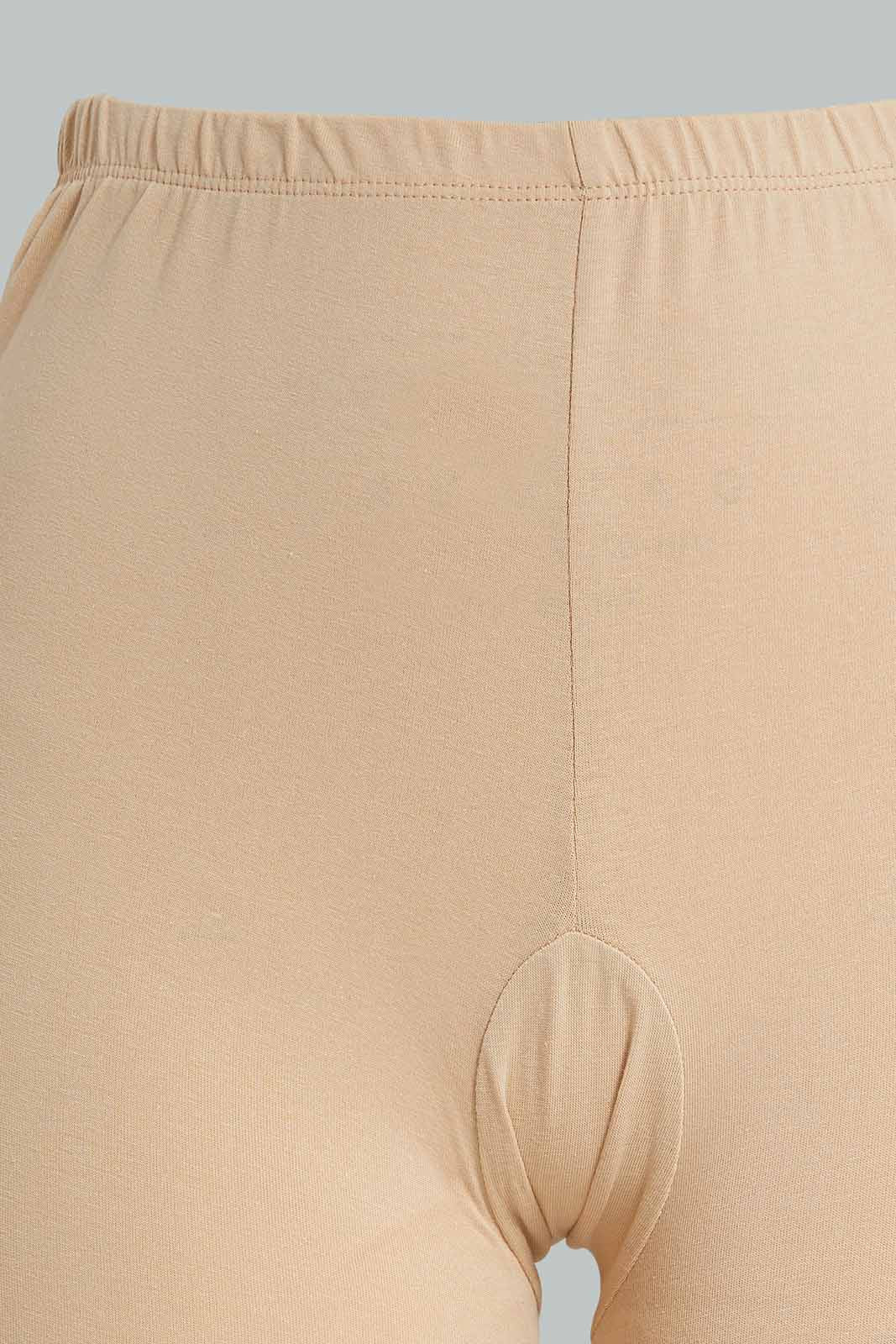 Redtag-Beige-Plain-Knit-Short-With-Lace-Category:Briefs,-Colour:Beige,-Deals:New-In,-Filter:Women's-Clothing,-New-In-Women-APL,-Non-Sale,-Section:Women,-W22B,-Women-Briefs--