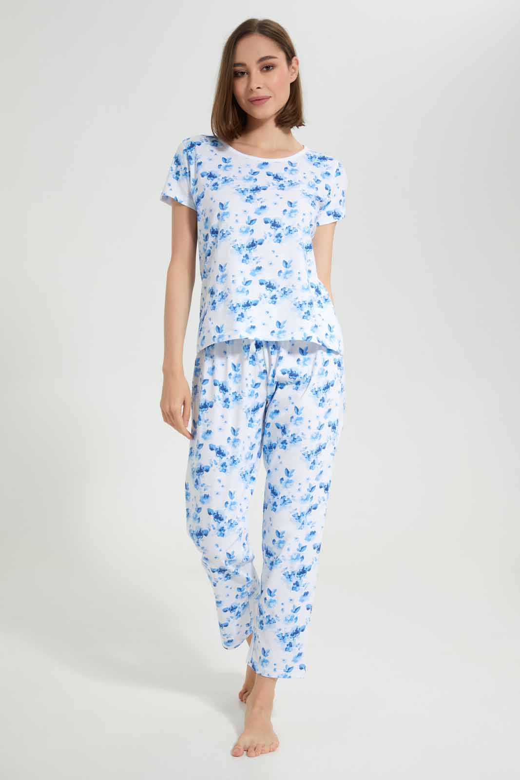 Redtag-OFF-WHITE-LADIES-AOP-PJ-SET-Category:Pyjama-Sets,-Colour:White,-Deals:New-In,-Filter:Women's-Clothing,-New-In-Women-APL,-Non-Sale,-Section:Women,-TBL,-W22A,-Women-Pyjama-Sets--
