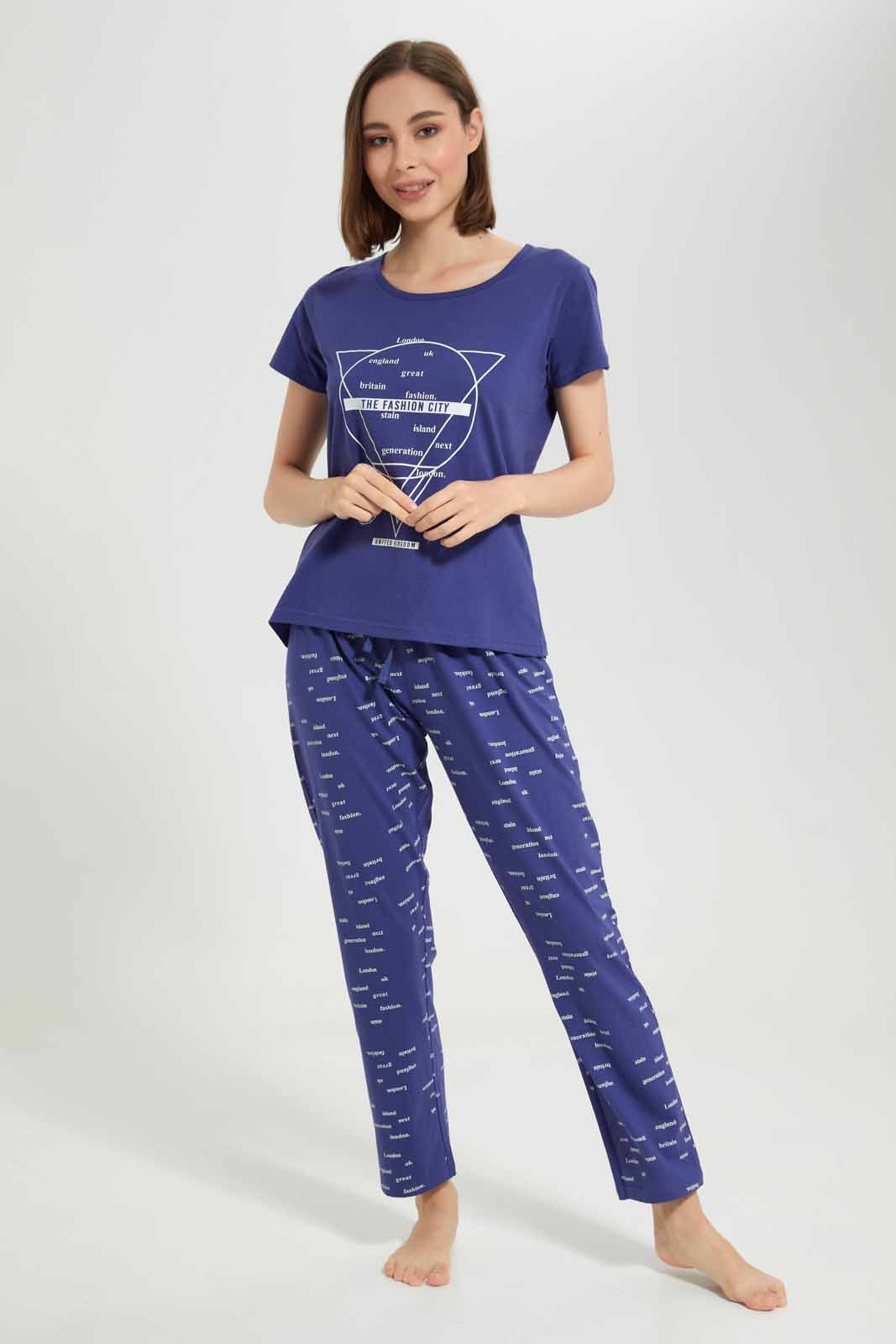 Redtag-OFF-WHITE-LADIES-AOP-PJ-SET-Category:Pyjama-Sets,-Colour:White,-Deals:New-In,-Filter:Women's-Clothing,-New-In-Women-APL,-Non-Sale,-Section:Women,-TBL,-W22A,-Women-Pyjama-Sets--